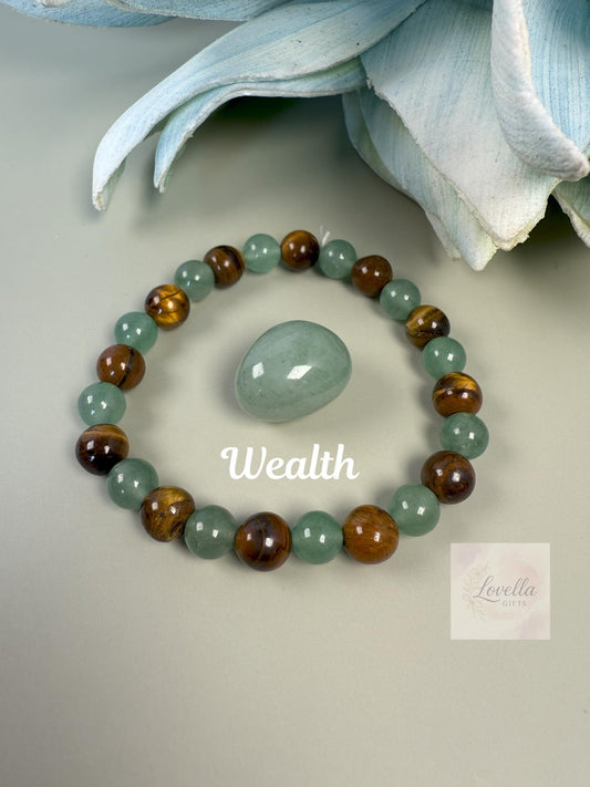 Tigers Eye Jade Protection Gemstone Chakra bracelet, Crystal for travel, for prosperity and success, Crystal gift set, Safe travels