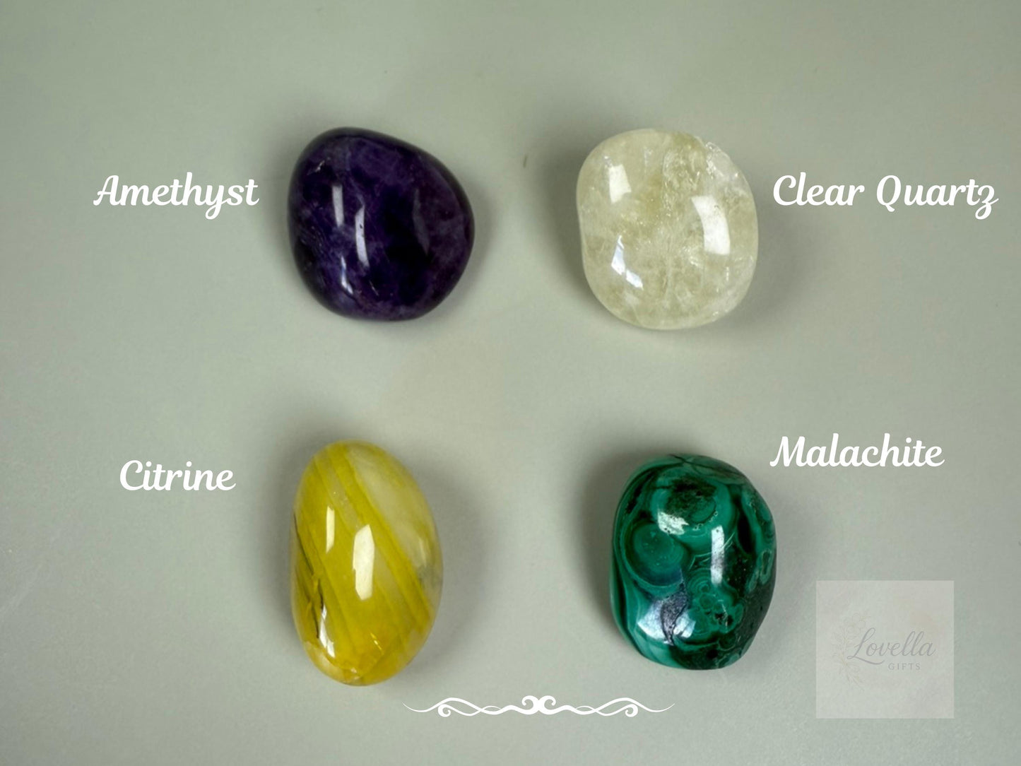 Prosperity Crystal Gift Set: Citrine, Amethyst, Malachite, Clear Quartz