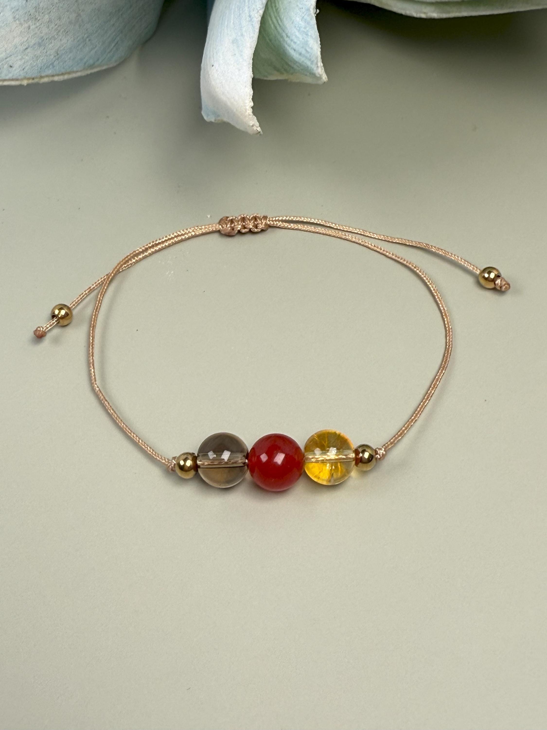 Bracelet for women, Minimalist bracelet, Stone bracelet, Evel eye bracelet, Dainty bracelet, Friendship bracelets, Good luck, Citrine bracelet, Carnelian crystal, Smoky quartz