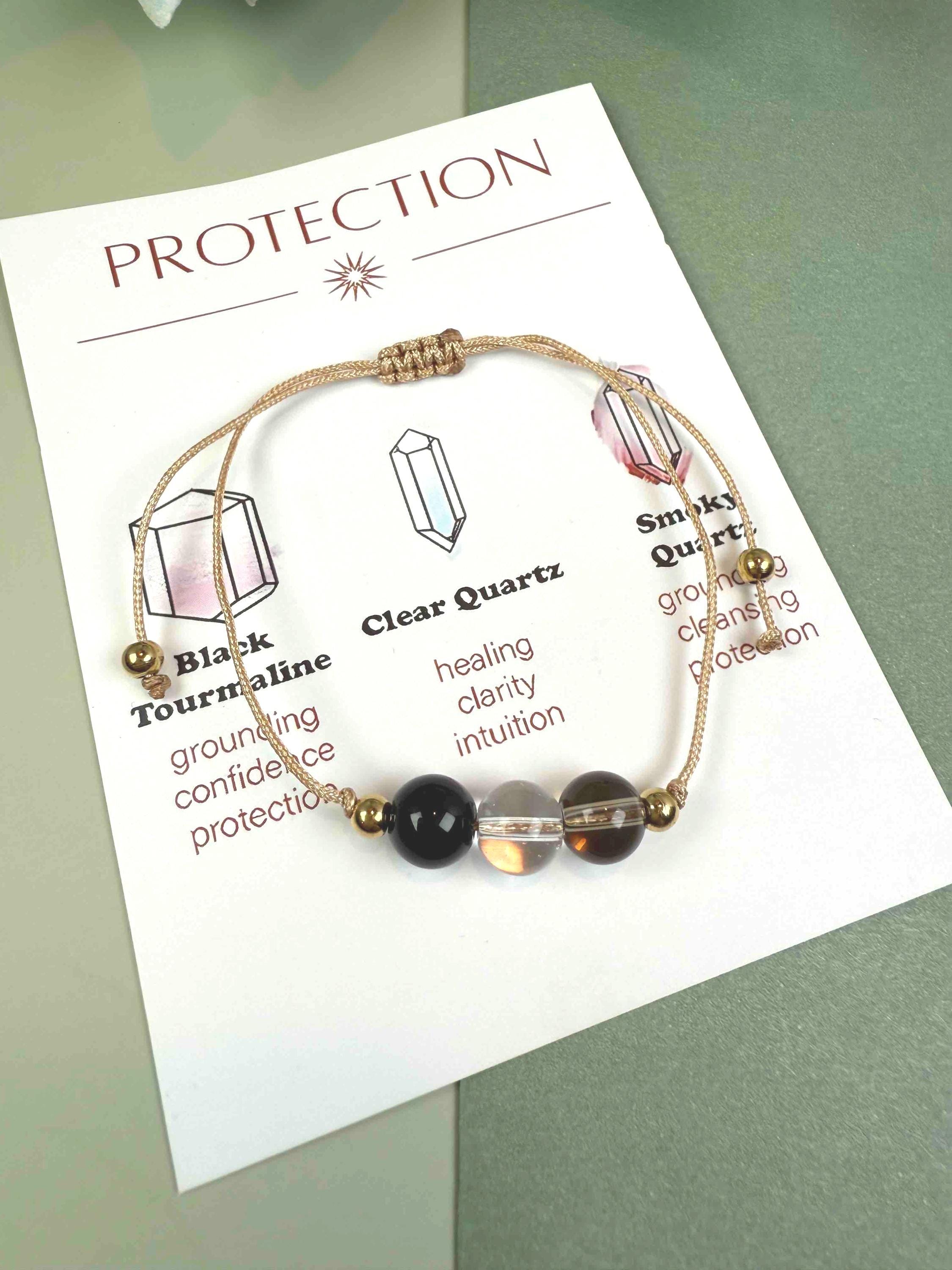 Beaded bracelet, smoky quartz, clear quartz, Healing crystals, Protection bracelet, beaded bracelets, bracelet for women, crystal bracelet, chakra bracelet,gemstone bracelet, Evil Eye bracelet, Big sister gift,   thank you gift