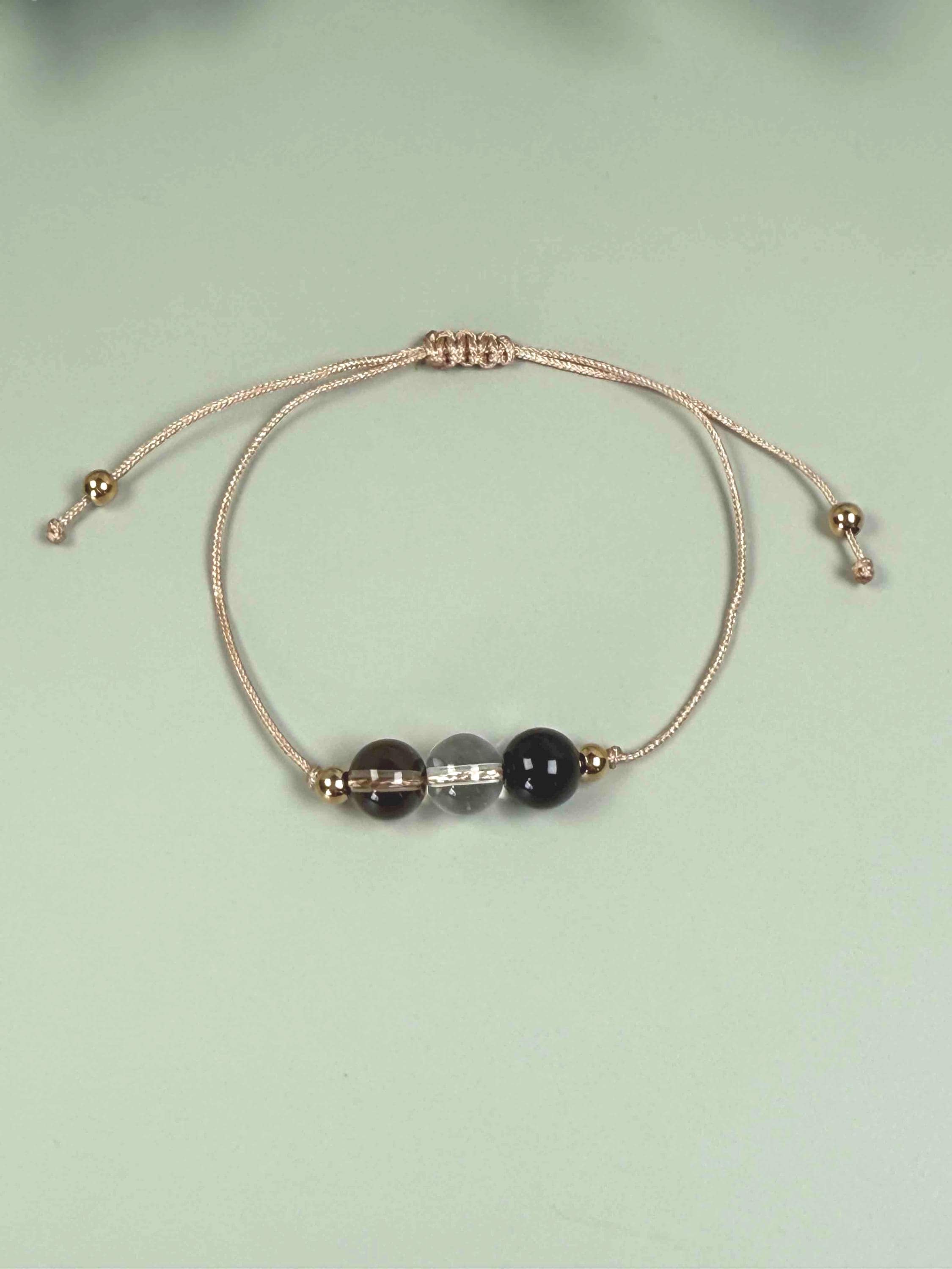 Beaded bracelet, smoky quartz, clear quartz, Healing crystals, Protection bracelet, beaded bracelets, bracelet for women, crystal bracelet, chakra bracelet,gemstone bracelet, Evil Eye bracelet, Big sister gift,   thank you gift