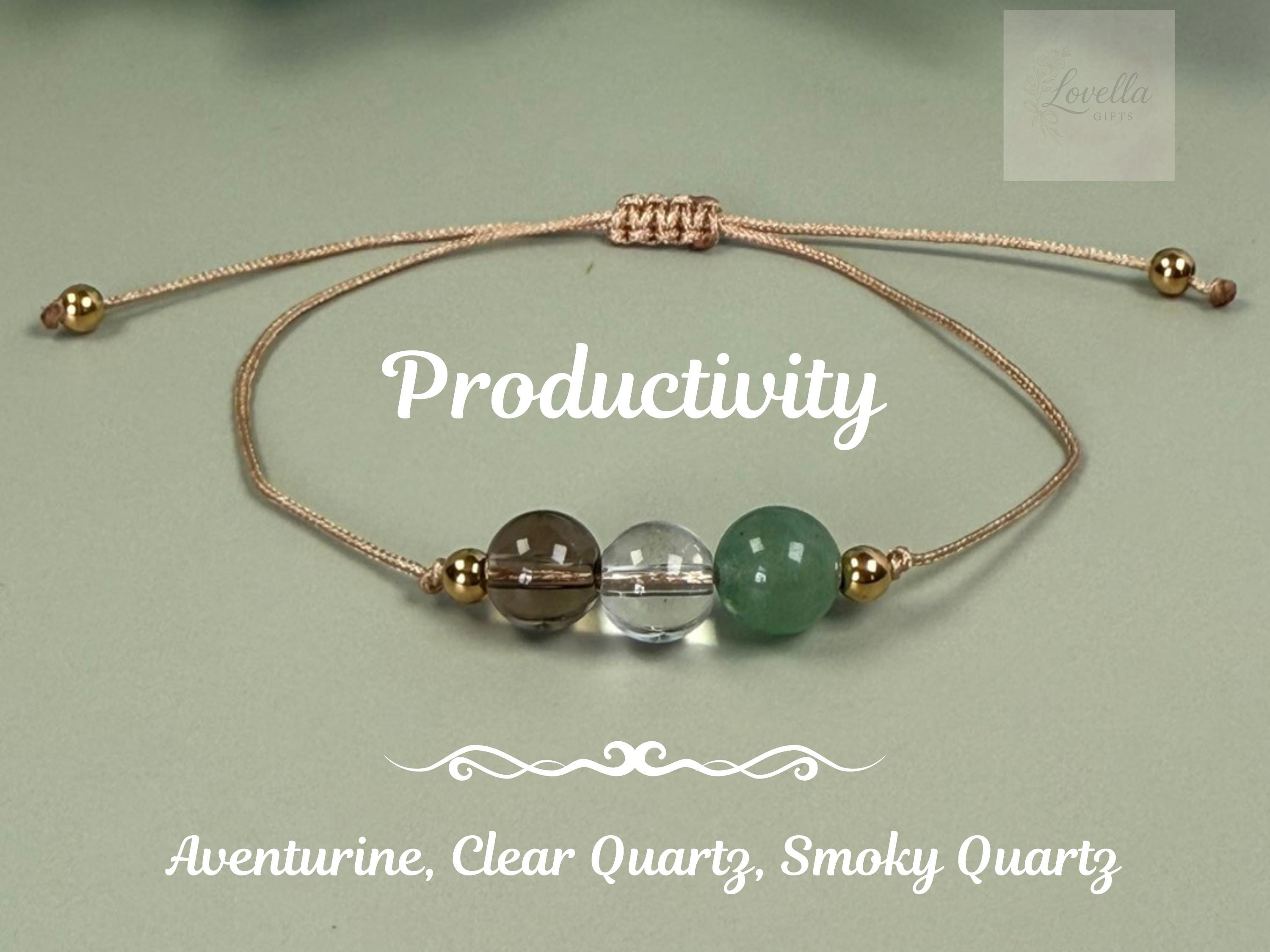 Beaded bracelet, Green Aventurine, Clear Quartz, Smoky Quartz, Thin bracelet, Protection bracelet, Success bracelet, Everyday bracelet, Friendship bracelet, Healing crystals, Evil eye jewelry, Graduation gift