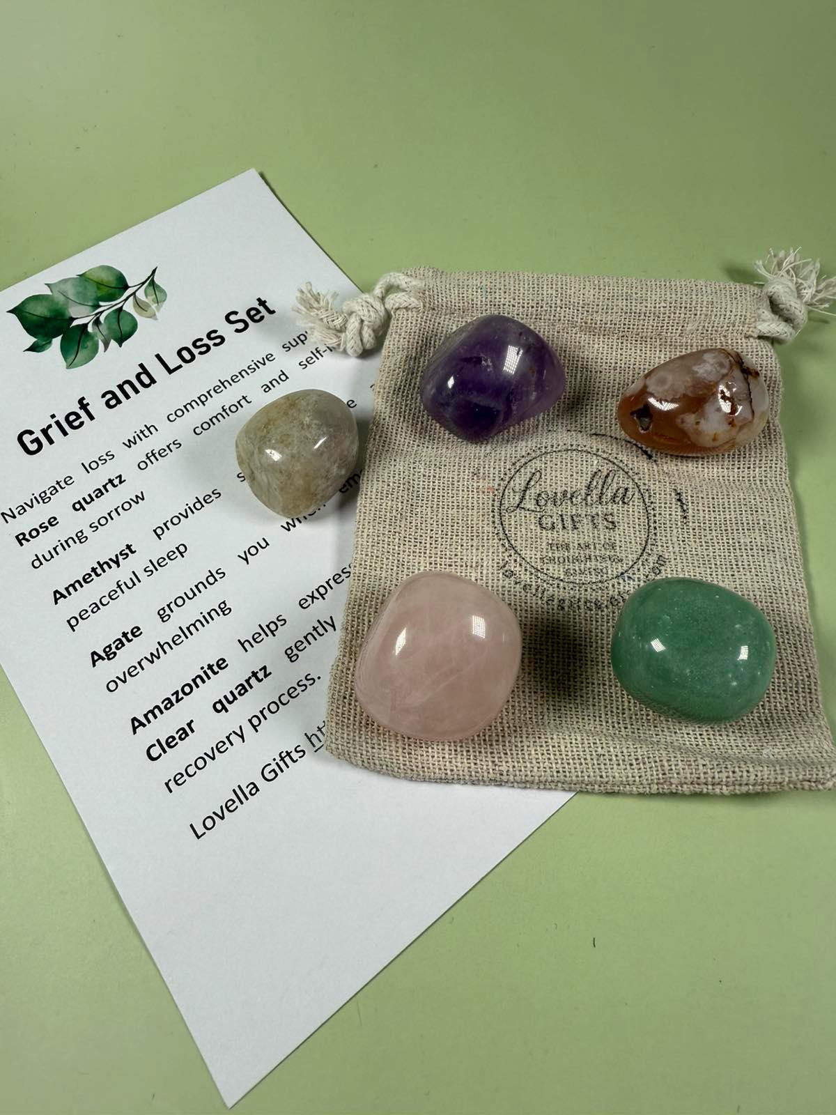 Healing Crystals for Grief and Loss Memorial Bereavement Gift Set Celebration of Life Calming Crystal Collection Stress Relief Gemstone Set