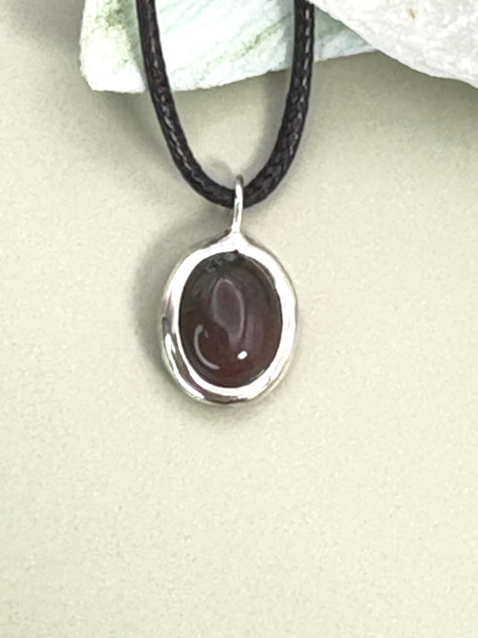 Carnelian Sterling Silver Protection Pendant: Waterproof Gemstone Necklace