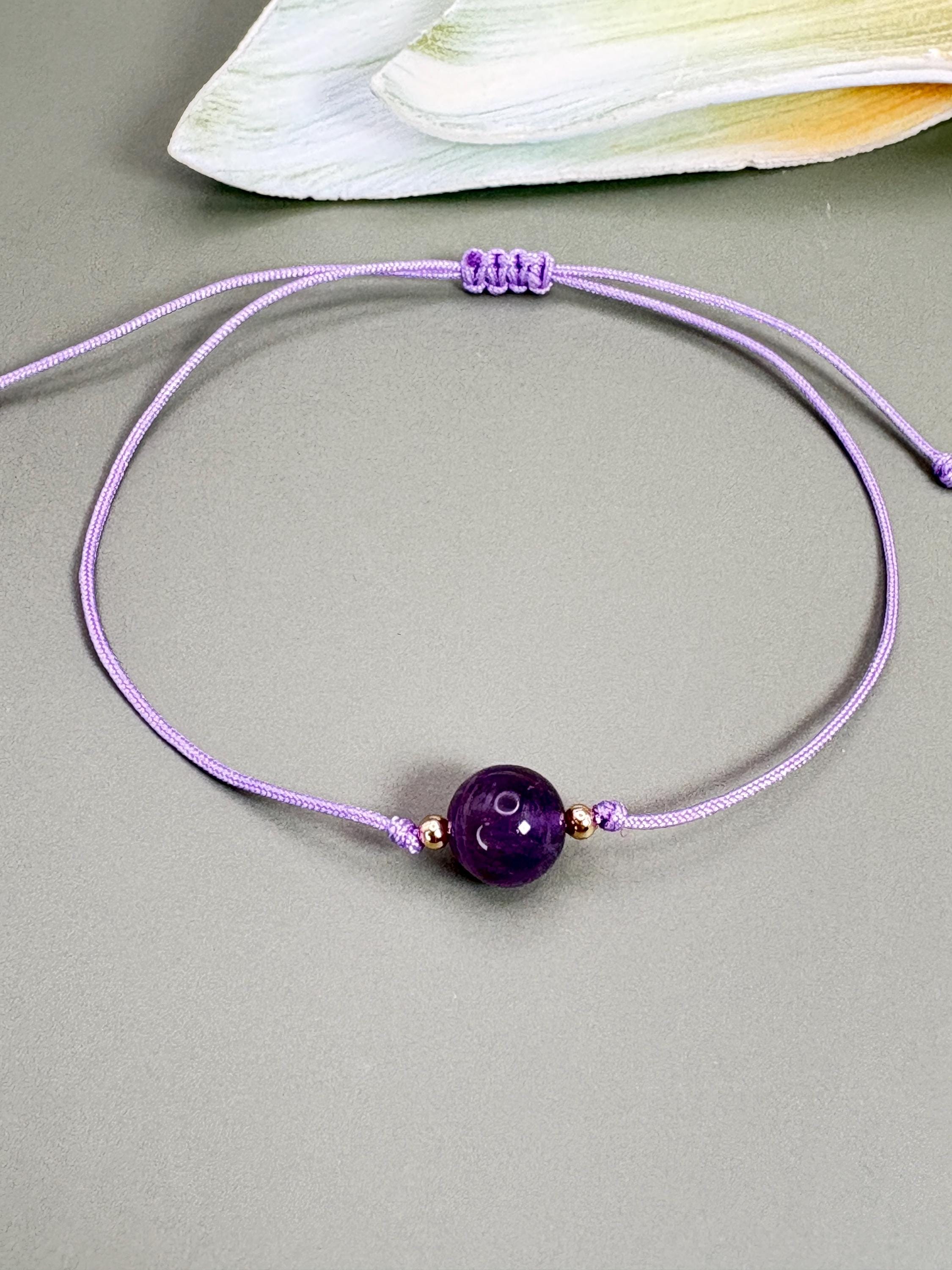 Beaded  Amethyst bracelet, Healing gift, Healing crystal, amethyst jewelry, neutral bracelet, Protection Bracelet, crystal bracelet, dainty bracelet, Birthstone bracelet, Sister gift, mother daughter gift, Thin bracelet