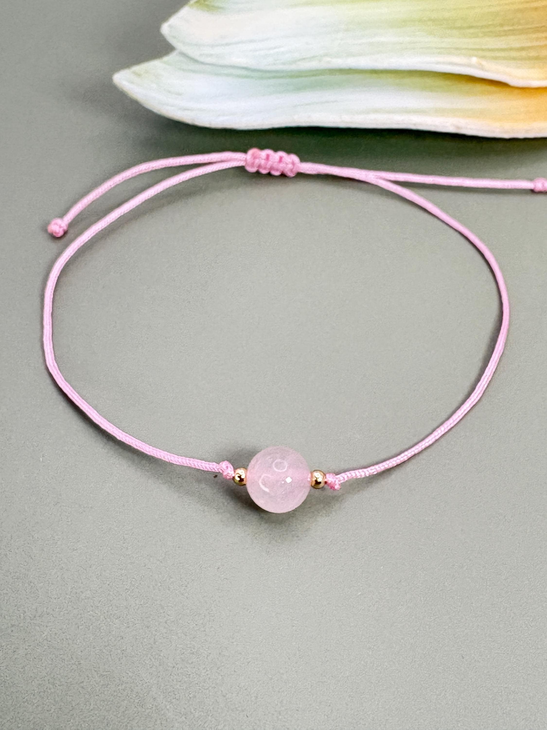 Rose Quartz Dainty Adjustable bracelet, Friendship bracelet, Protection bracelet, mom bracelet, rose quartz, women bracelet, 25th birthday gift, daughter gift, minimalist bracelet, gemstone bracelet, bead bracelet