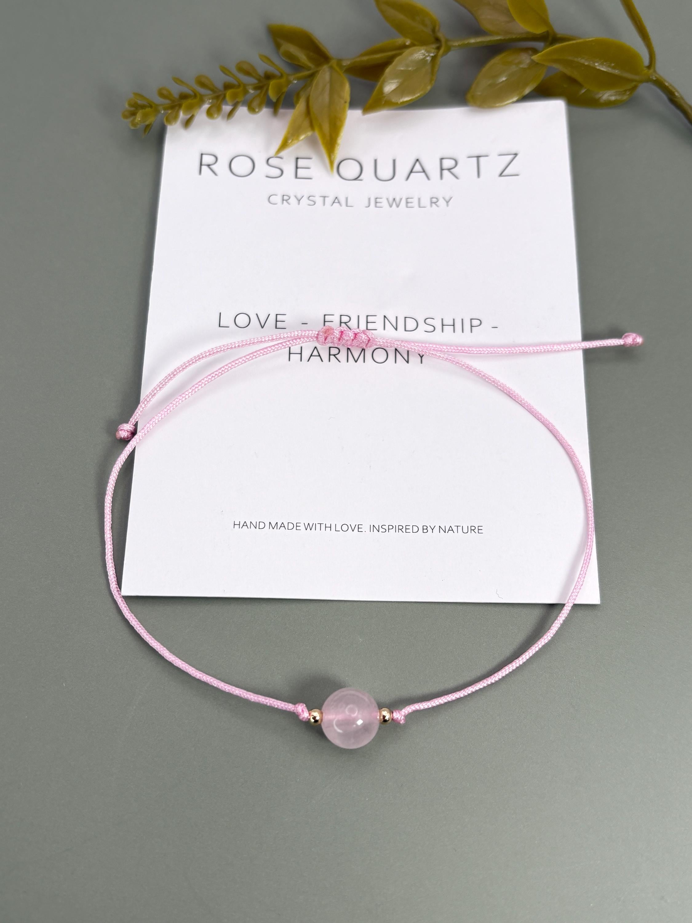 Rose Quartz Dainty Adjustable bracelet, Friendship bracelet, Protection bracelet, mom bracelet, rose quartz, women bracelet, 25th birthday gift, daughter gift, minimalist bracelet, gemstone bracelet, bead bracelet
