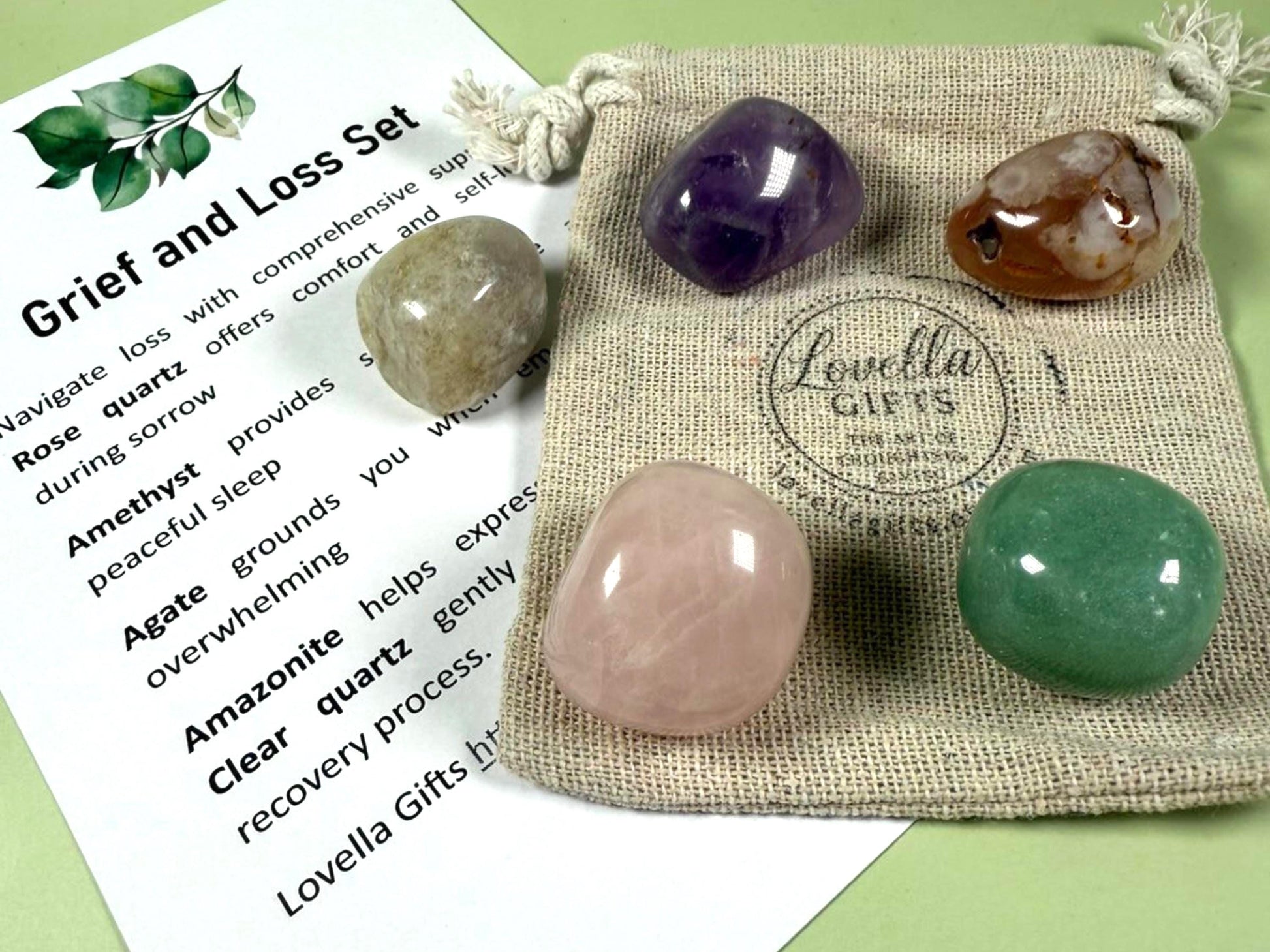 Healing Crystals for Grief and Loss Memorial Bereavement Gift Set Celebration of Life Calming Crystal Collection Stress Relief Gemstone Set