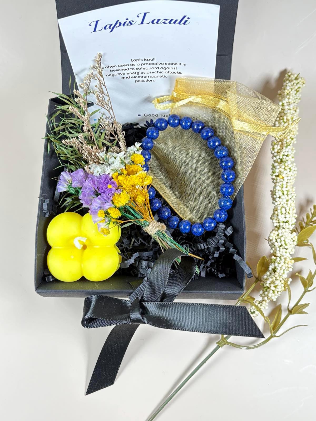 Gift Box for Her Spa Gift Wife Birthday Gift Box Self Care Set for Her Relax Grammy Birthday Gift Good Luck Handmade Candle Beaded Bracelet