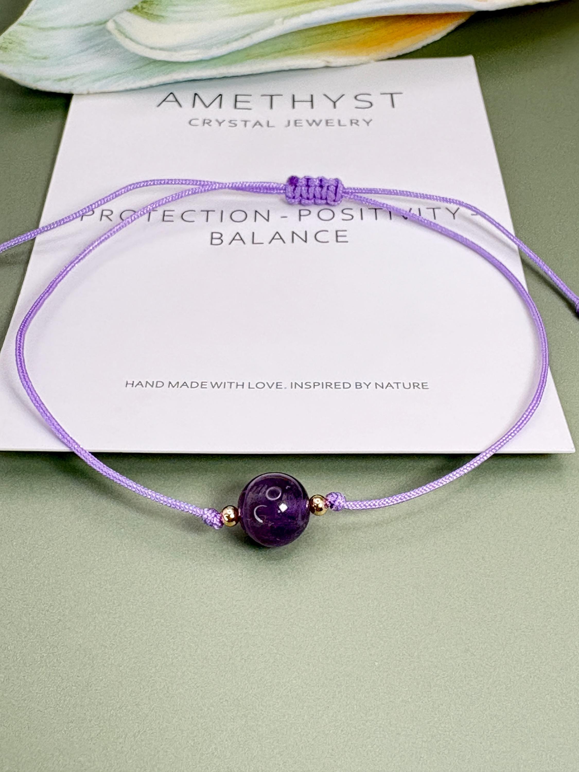Beaded  Amethyst bracelet, Healing gift, Healing crystal, amethyst jewelry, neutral bracelet, Protection Bracelet, crystal bracelet, dainty bracelet, Birthstone bracelet, Sister gift, mother daughter gift, Thin bracelet