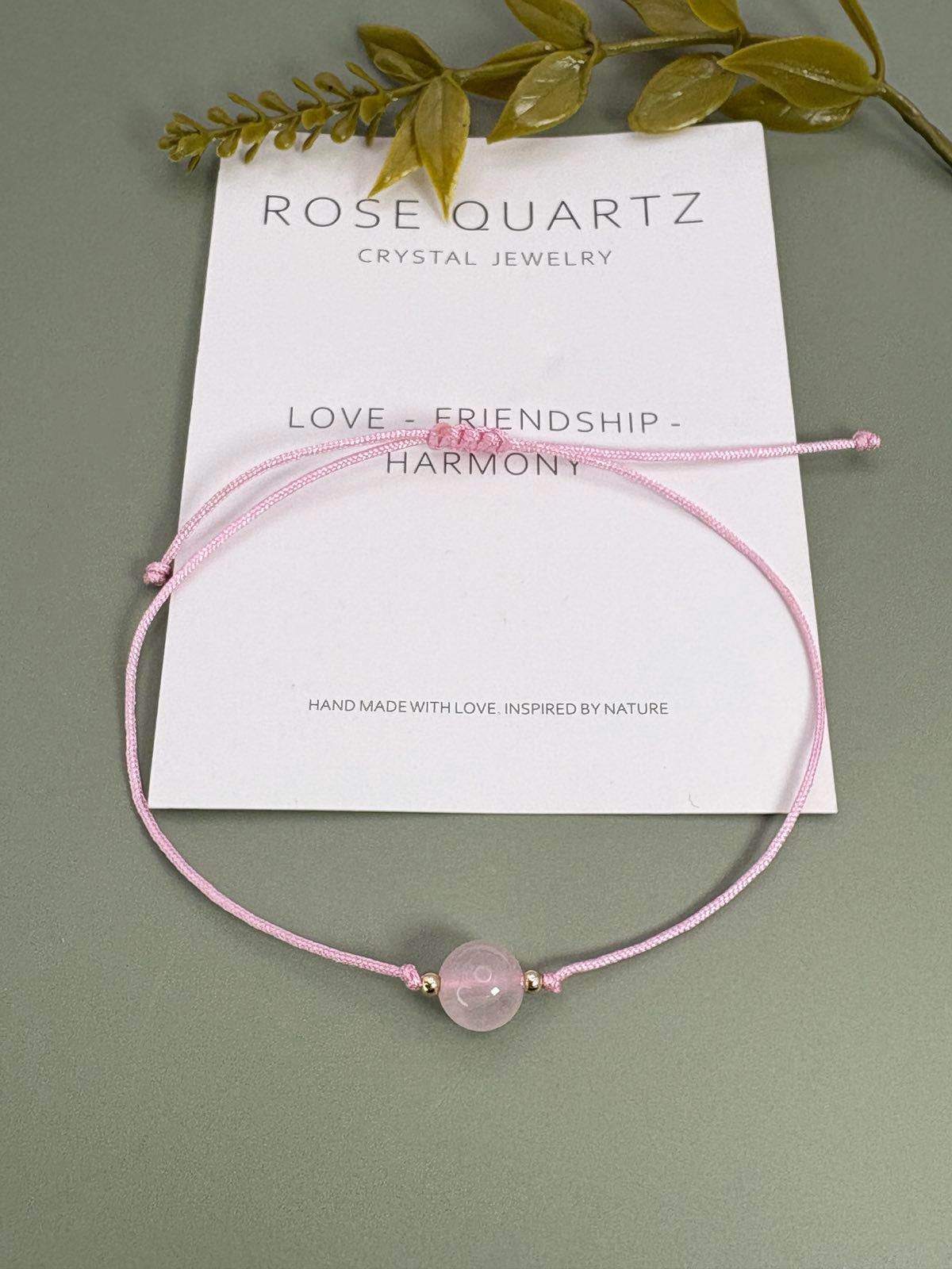 Rose Quartz Dainty Adjustable bracelet, Friendship bracelet, Protection bracelet, mom bracelet, rose quartz, women bracelet, 25th birthday gift, daughter gift, minimalist bracelet, gemstone bracelet, bead bracelet