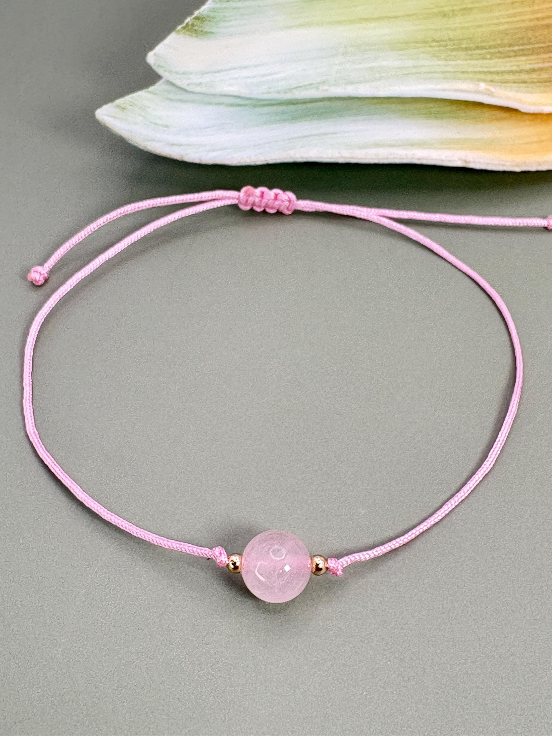 Rose Quartz Dainty Adjustable bracelet, Friendship bracelet, Protection bracelet, mom bracelet, rose quartz, women bracelet, 25th birthday gift, daughter gift, minimalist bracelet, gemstone bracelet, bead bracelet