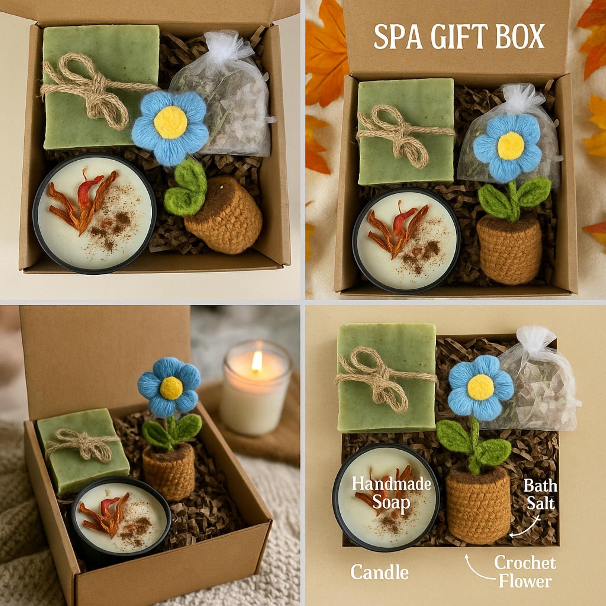 Cozy Gift Box, Hug in a Box, Handmade Soap Gift, Cozy Socks Gift, Bath Salt Gift Box, Self Care Package, Affordable Gift Set, Small Gift Box, Handmade in Florida, Crochet Flower Gift, Comfort Care Package, Spa Gift Box, get well soon gift, recovery care package, eco friendly self care box, handmade spa set, relaxing get well gift, sunflower comfort gift, stress relief spa box, self care recovery gift, wellness gift box