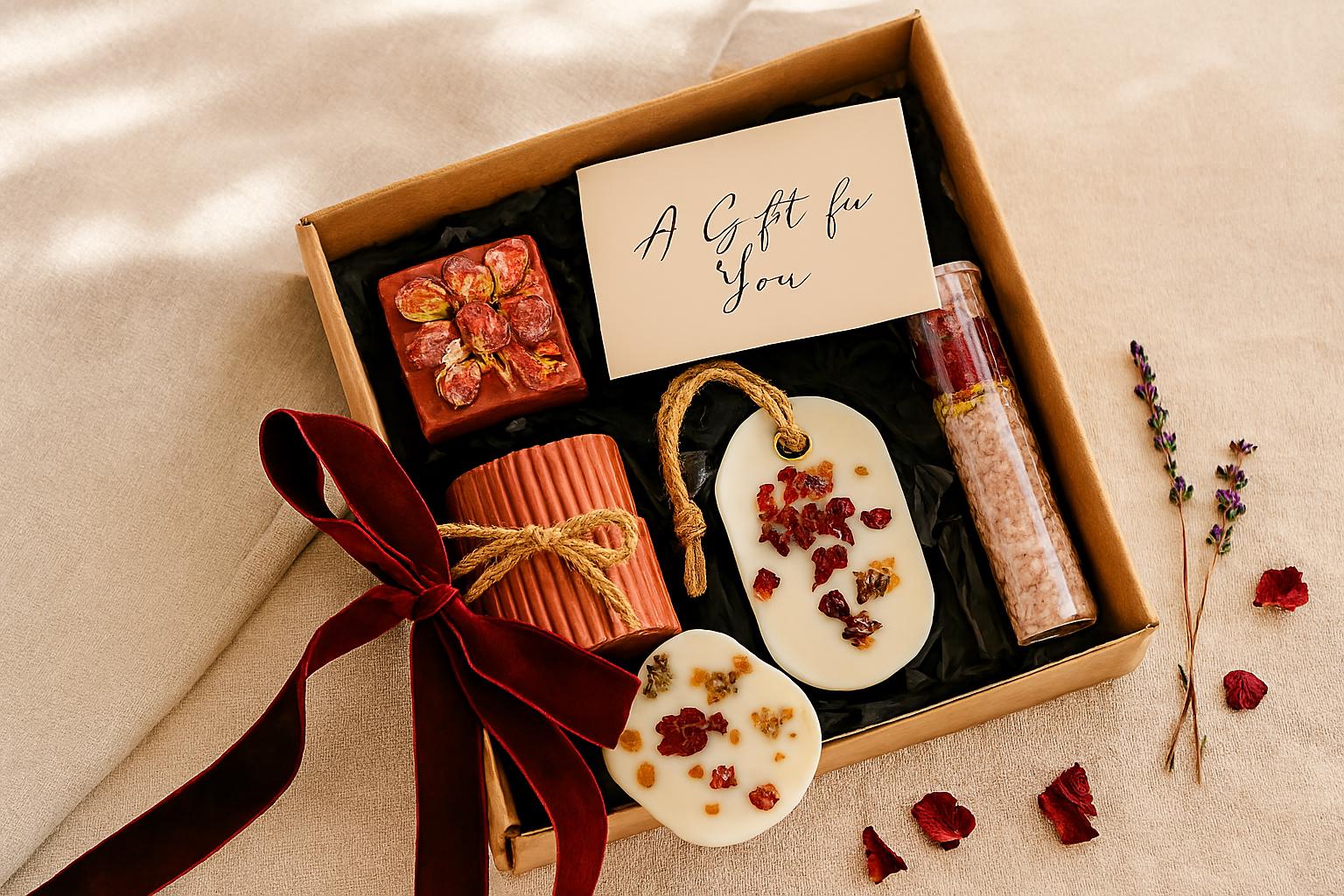 christmas spa gift box, holiday pamper gift set, cozy winter self care package, christmas gift for her, spa christmas basket, holiday care package, stocking stuffer spa gift, festive pamper gift box, christmas comfort gift, winter wellness gift set, luxury christmas gift box, handmade christmas spa set, gift ready christmas box