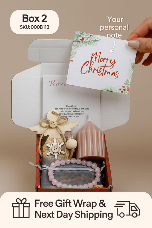 Mini Christmas Gift Box – Handmade Candle, Crochet Flower – Holiday Gift for Her, Small Christmas Decor Box, Cute Stocking Stuffer