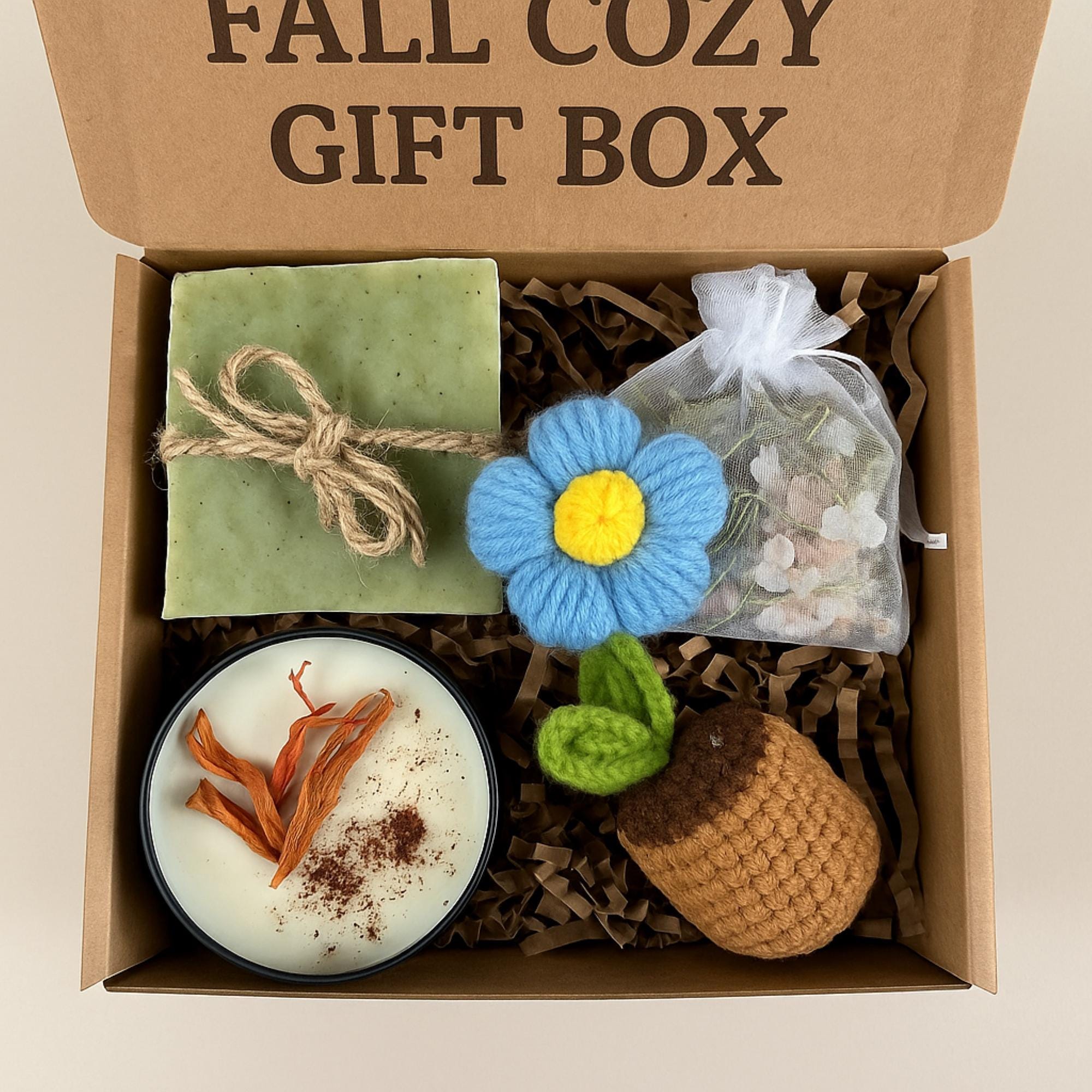 Thinking of You, Cheer Up Gift Box, Get Well Soon Gift, Encouragement Gift, Sympathy Gift, Cozy Gift Box, Hug in a Box, Self Care Gift, Comfort Gift, Healing Gift Set, Crochet Flower Pot, Care Package, relaxation gift box, stress relief spa gift, eco friendly self care, sunflower spa box, natural relaxation set, handmade candle gift, spa care package, stress relief gift her, calming spa gift box