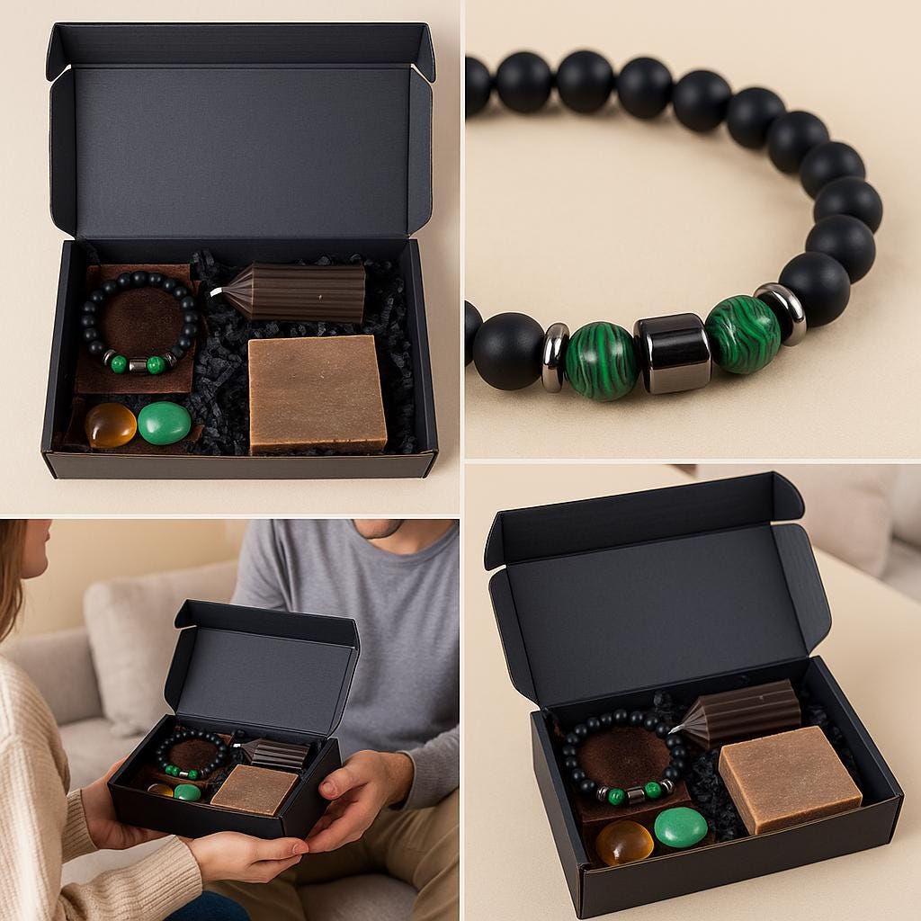 Manifest Money, Prosperity Gift for Men, Attract Wealth, Abundance and Prosperity Crystals, Gift for Him, Wealth Bracelet for Men, Wealth Maker Bracelet, Prosperity Bracelet, Manifestation Gift, Crystal Gift Set