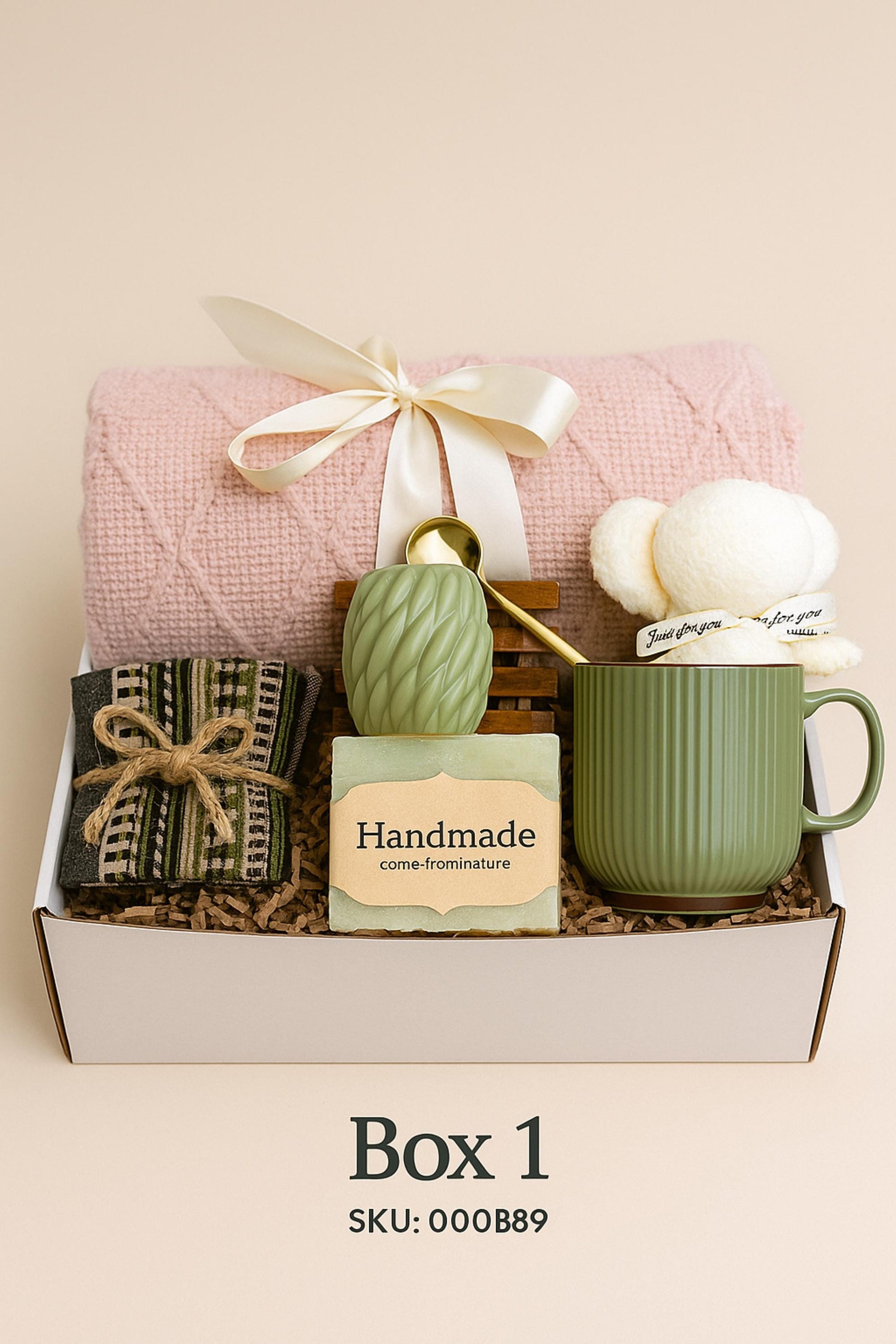Cozy Blanket Gift Set – Handmade Spa Box with Socks, Candle & Soap – Relaxing Comfort Package