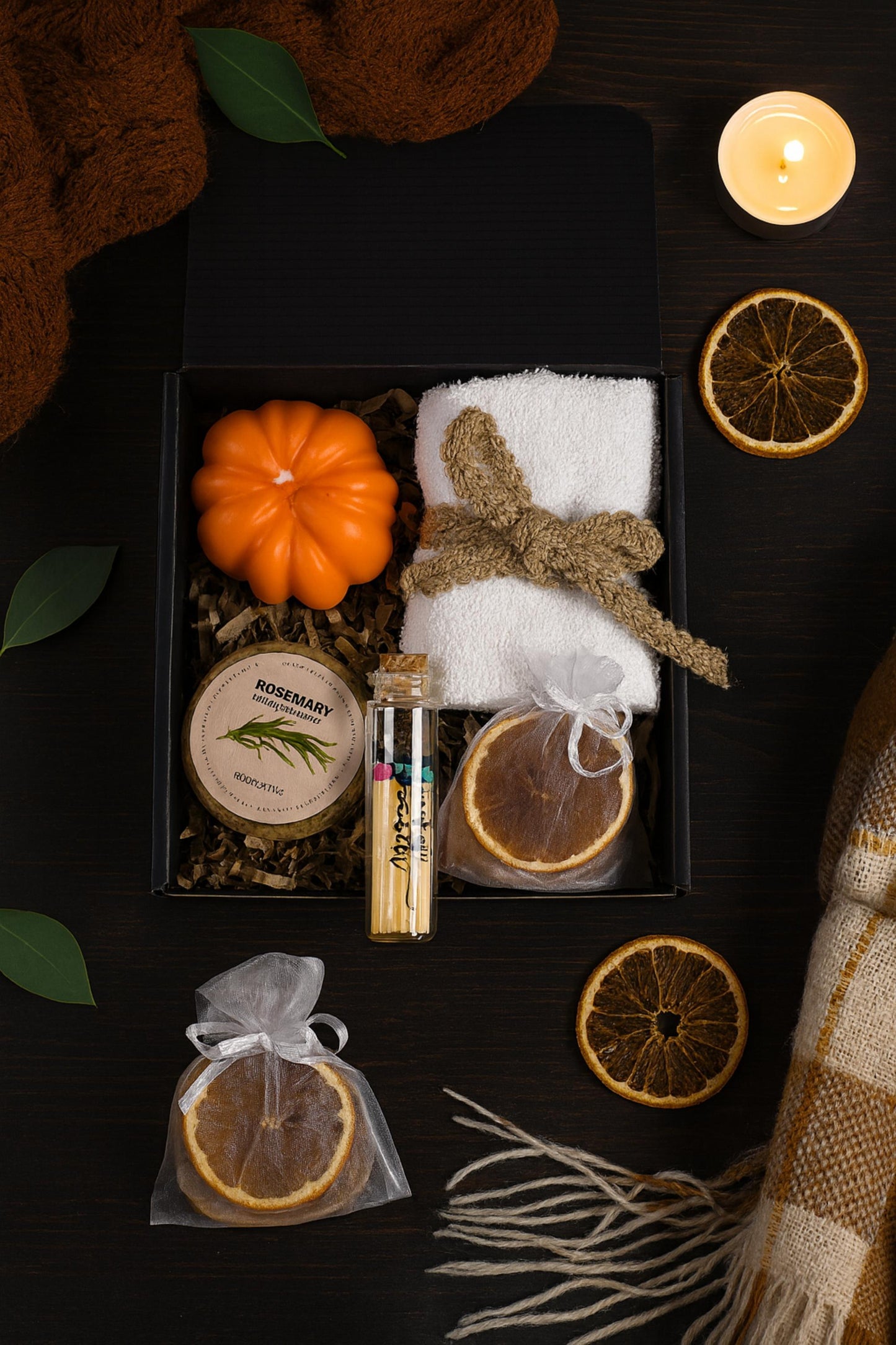 Cozy Fall Set, Spooky Season Gift, Pumpkin Spice Candle, Halloween Favors