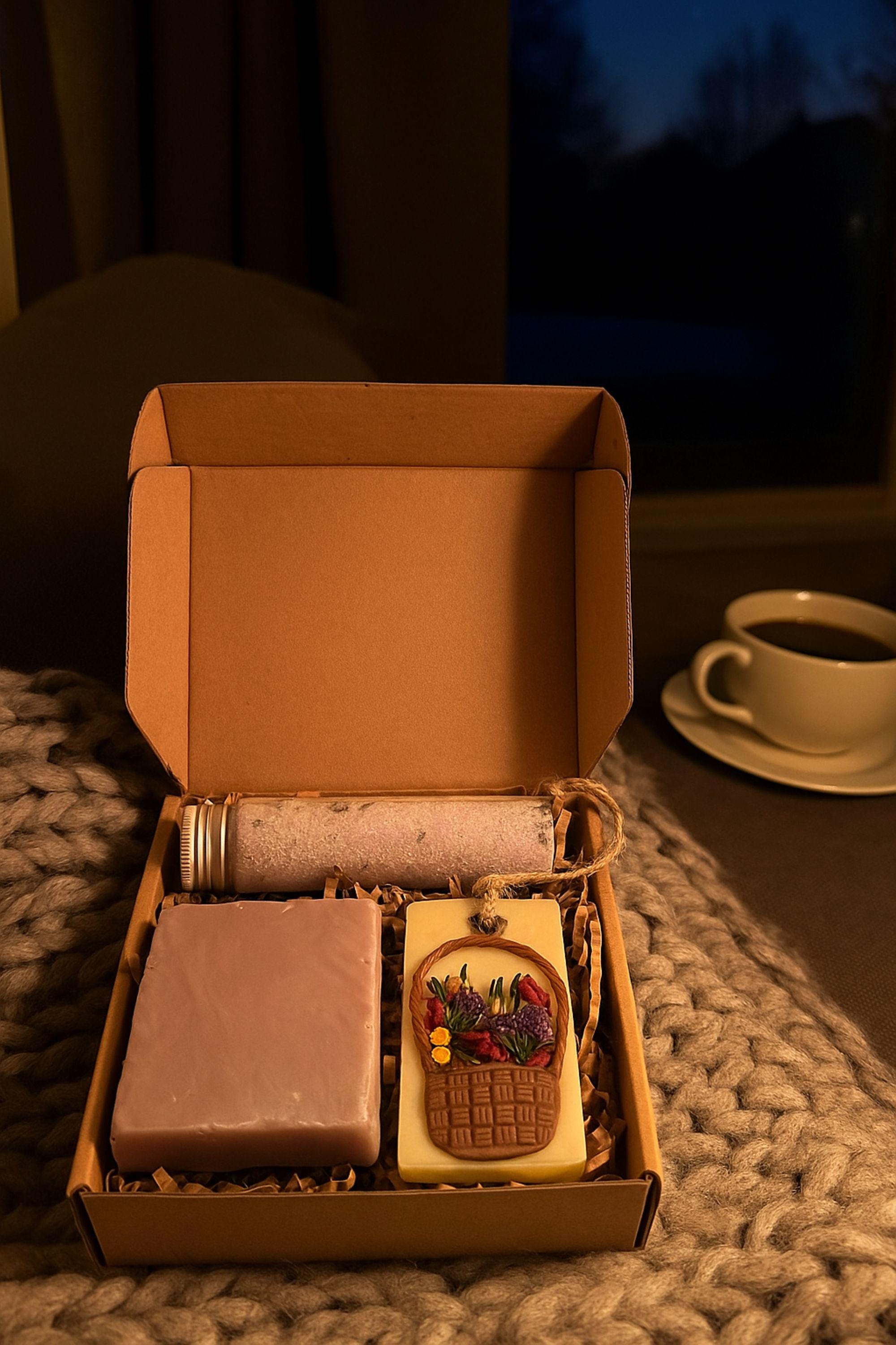 Cozy Gift Box, Hug in a Box, Handmade Soap Gift, Cozy Socks Gift, Bath Salt Gift Box, Self Care Package, Affordable Gift Set, Small Gift Box, Handmade in Florida, Crochet Flower Gift, Comfort Care Package, Spa Gift Box, just because gift box, sunflower self care set, eco friendly spa gift, handmade soap and candle, sunflower surprise gift, natural spa box, small gift just because, cozy spa gift set