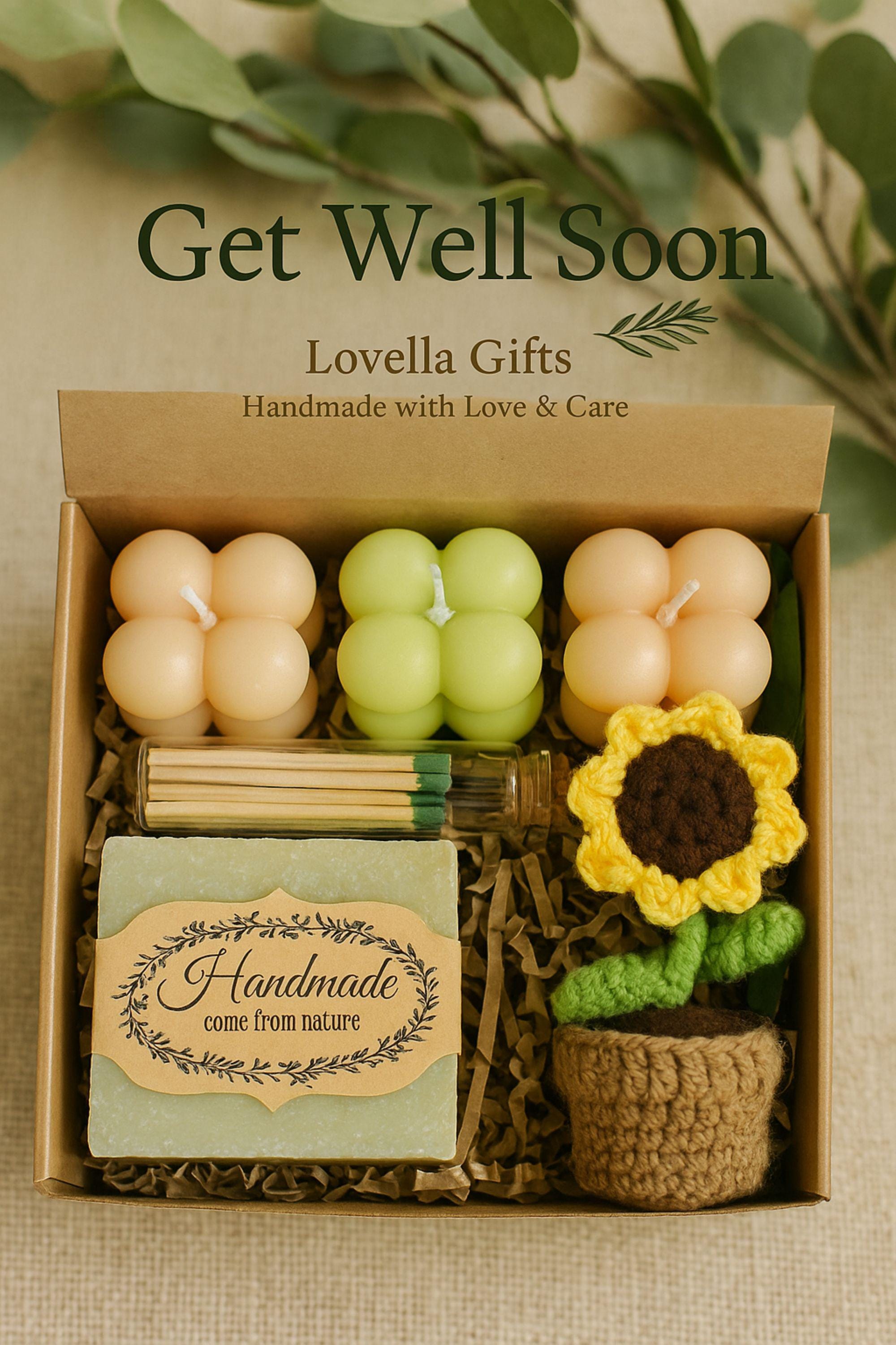Cozy Gift Box, Hug in a Box, Handmade Soap Gift, Cozy Socks Gift, Bath Salt Gift Box, Self Care Package, Affordable Gift Set, Small Gift Box, Handmade in Florida, Crochet Flower Gift, Comfort Care Package, Spa Gift Box, Lovella Gifts, Get well soon, Surgery Recovery