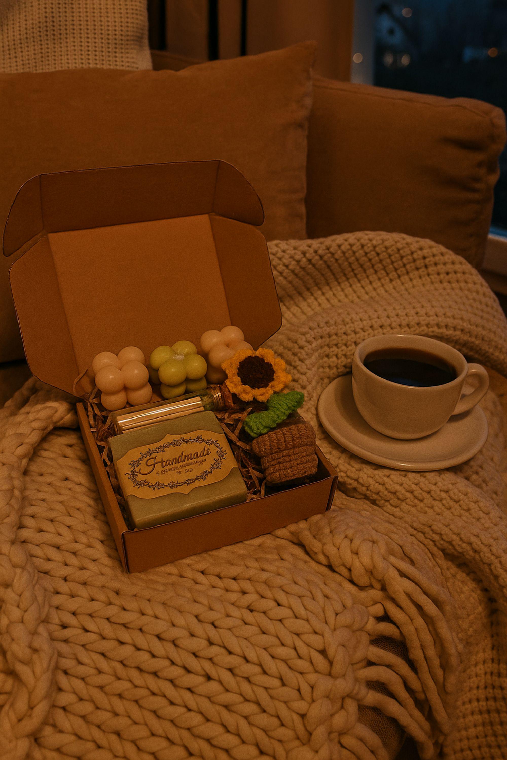 Cozy Gift Box, Hug in a Box, Handmade Soap Gift, Cozy Socks Gift, Bath Salt Gift Box, Self Care Package, Affordable Gift Set, Small Gift Box, Handmade in Florida, Crochet Flower Gift, Comfort Care Package, Spa Gift Box, Lovella Gifts, Get well soon, Surgery Recovery