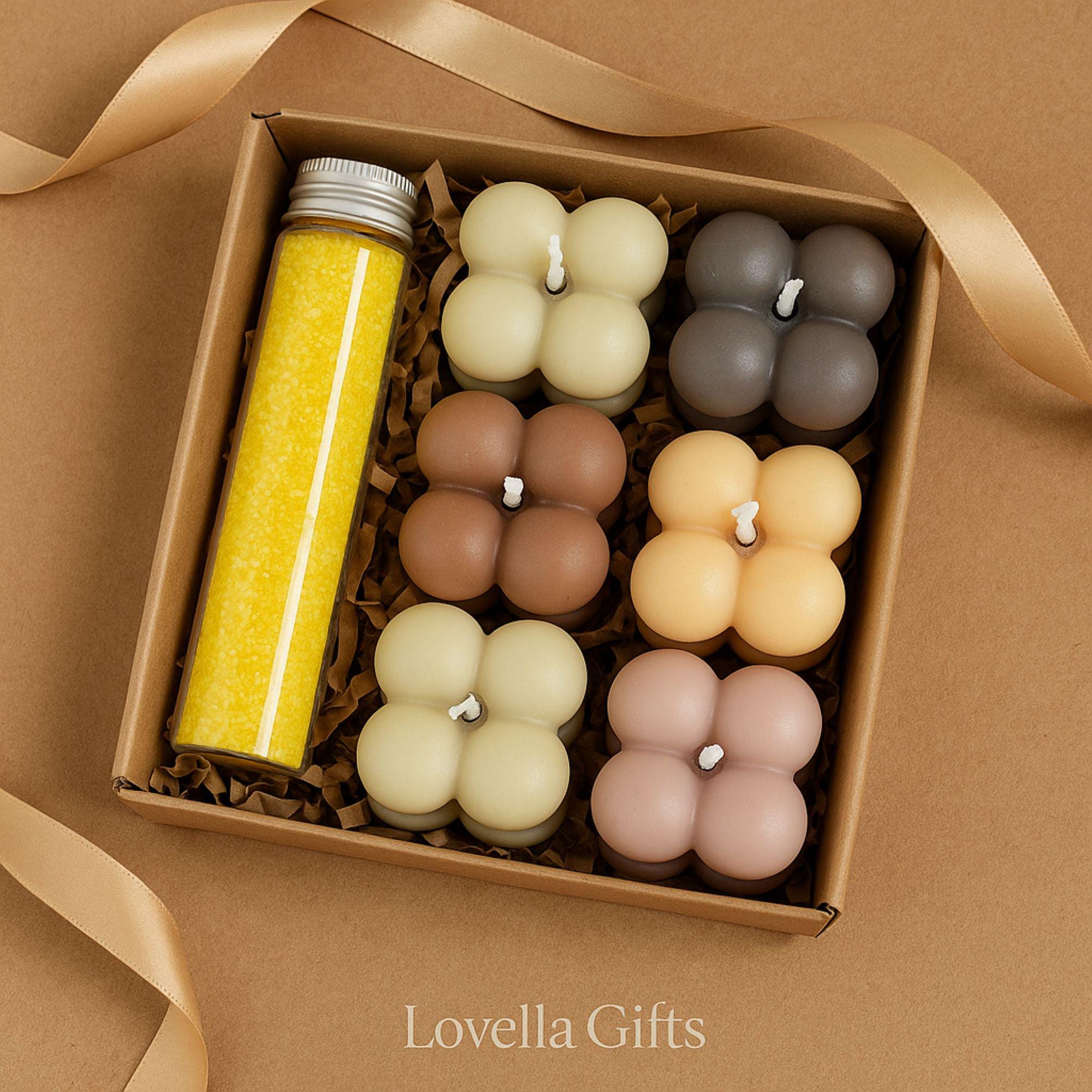 Bubble Candle Set with Bath Salts – Mini Spa Gift Box, Birthday Gift for Her, Thank You Present