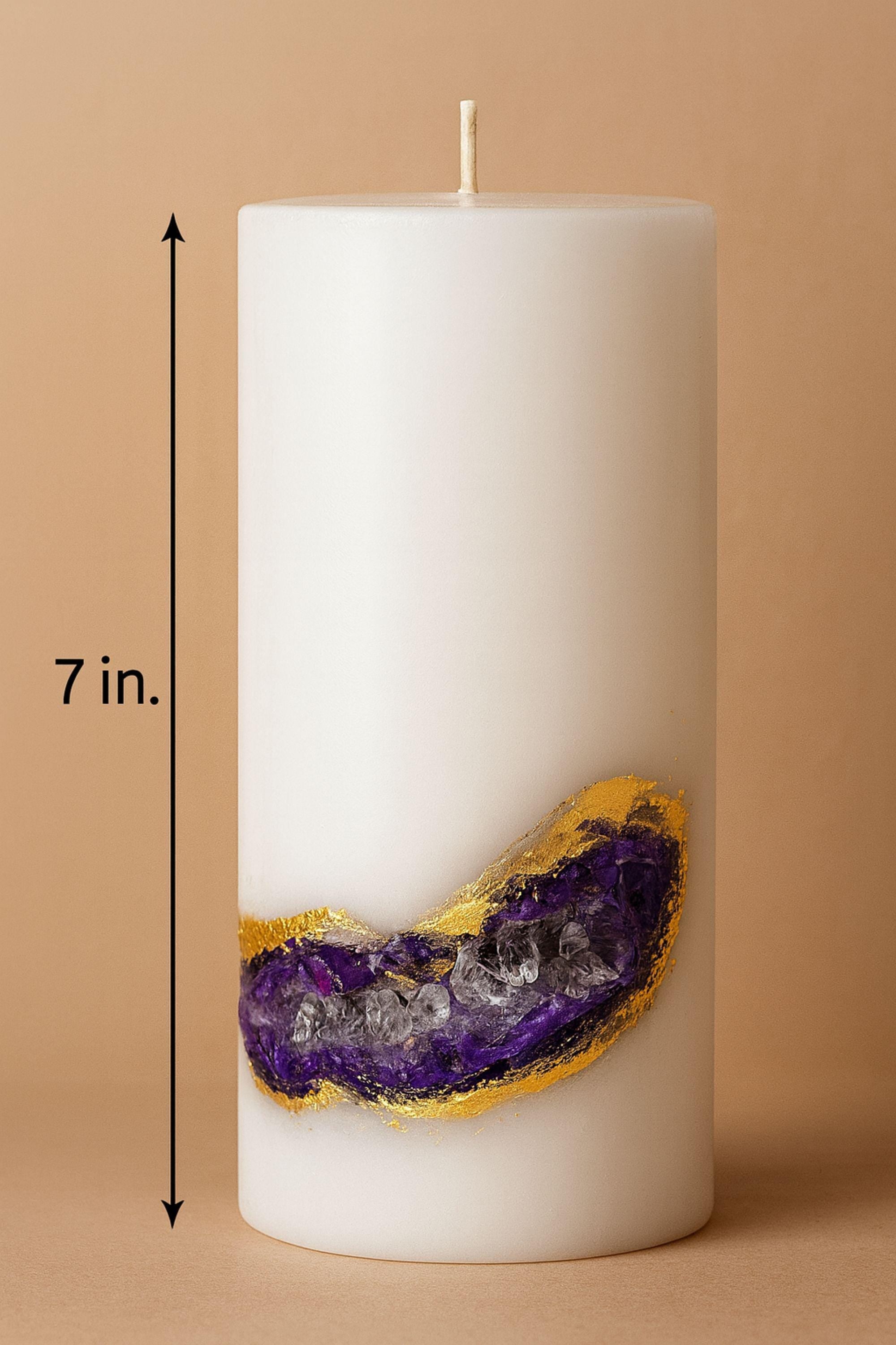 Amethyst Geode Candle – Crystal Decor, Luxury Home Decor with 24k Gold, Gift for Her