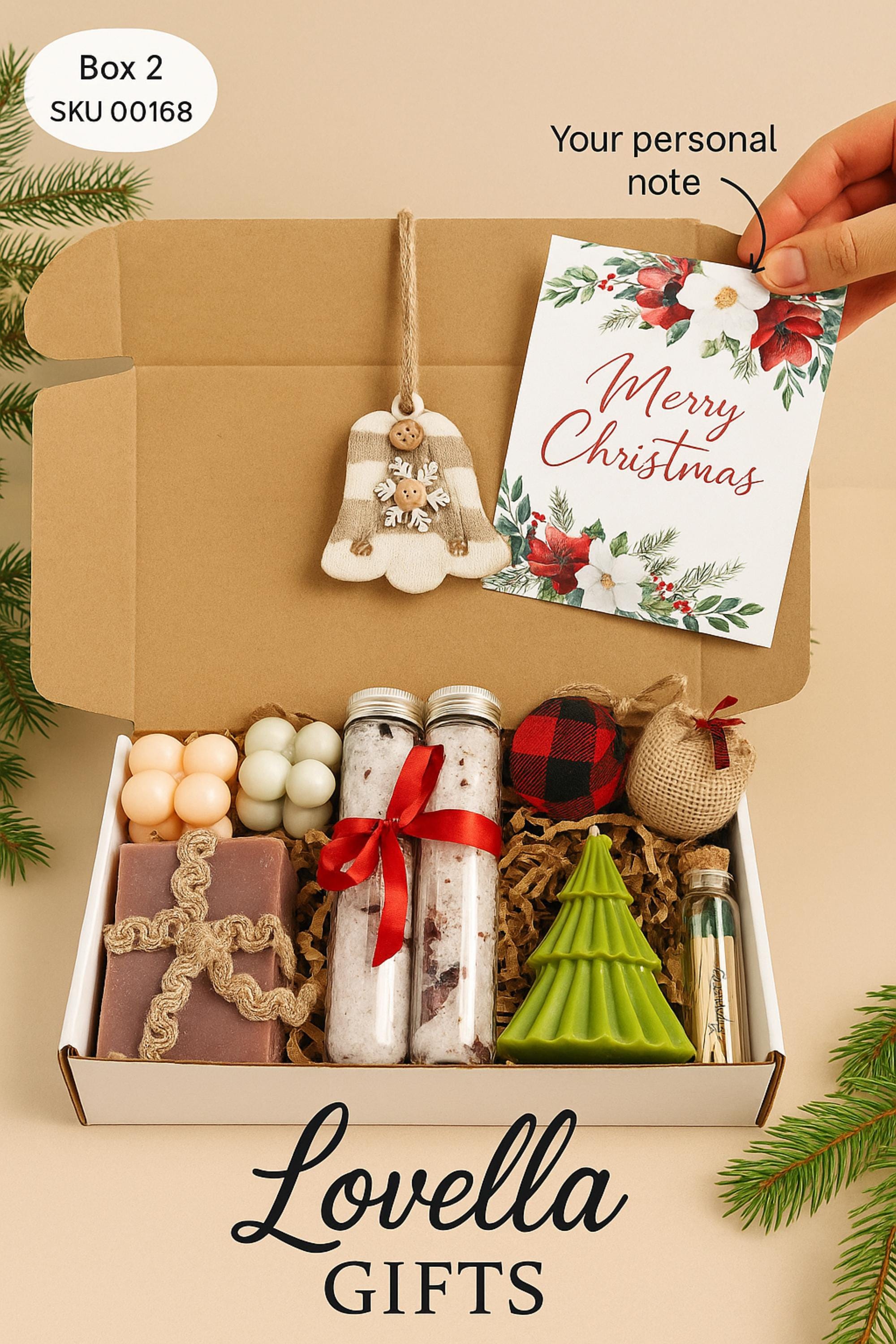 holiday spa gift, eco friendly Christmas gift, sunflower gift box, handmade holiday spa set, natural holiday self care, eco holiday box, spa Christmas gift, sunflower spa gift, holiday thank you box, Christmas gift box, Holiday self care set, Cozy spa gift, Socks candle gift, Bath salt tube set, Handmade soap box, Winter relaxation gift, Rustic Christmas decor, Cozy holiday gift for her, Christmas gift basket women, Handmade candle gift, Christmas pamper box, Lovella Gifts spa set
