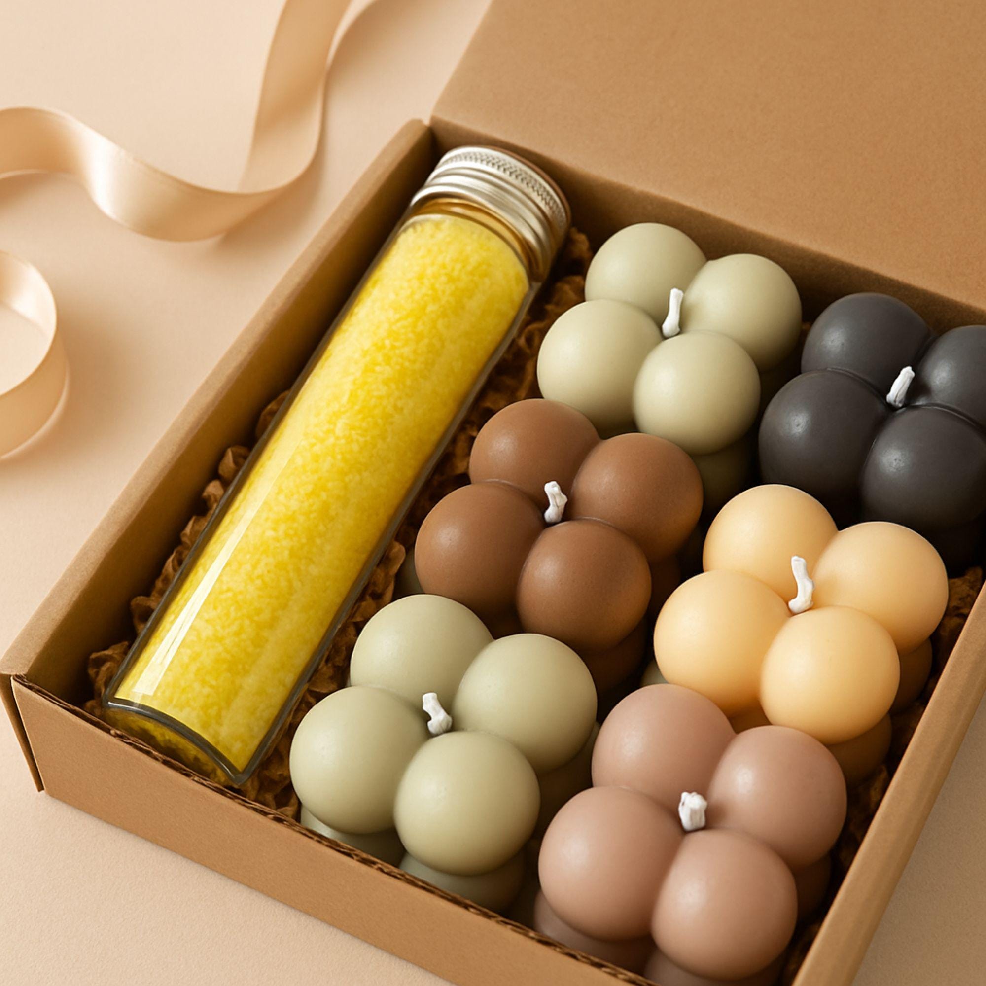 Bubble Candle Set with Bath Salts – Mini Spa Gift Box, Birthday Gift for Her, Thank You Present