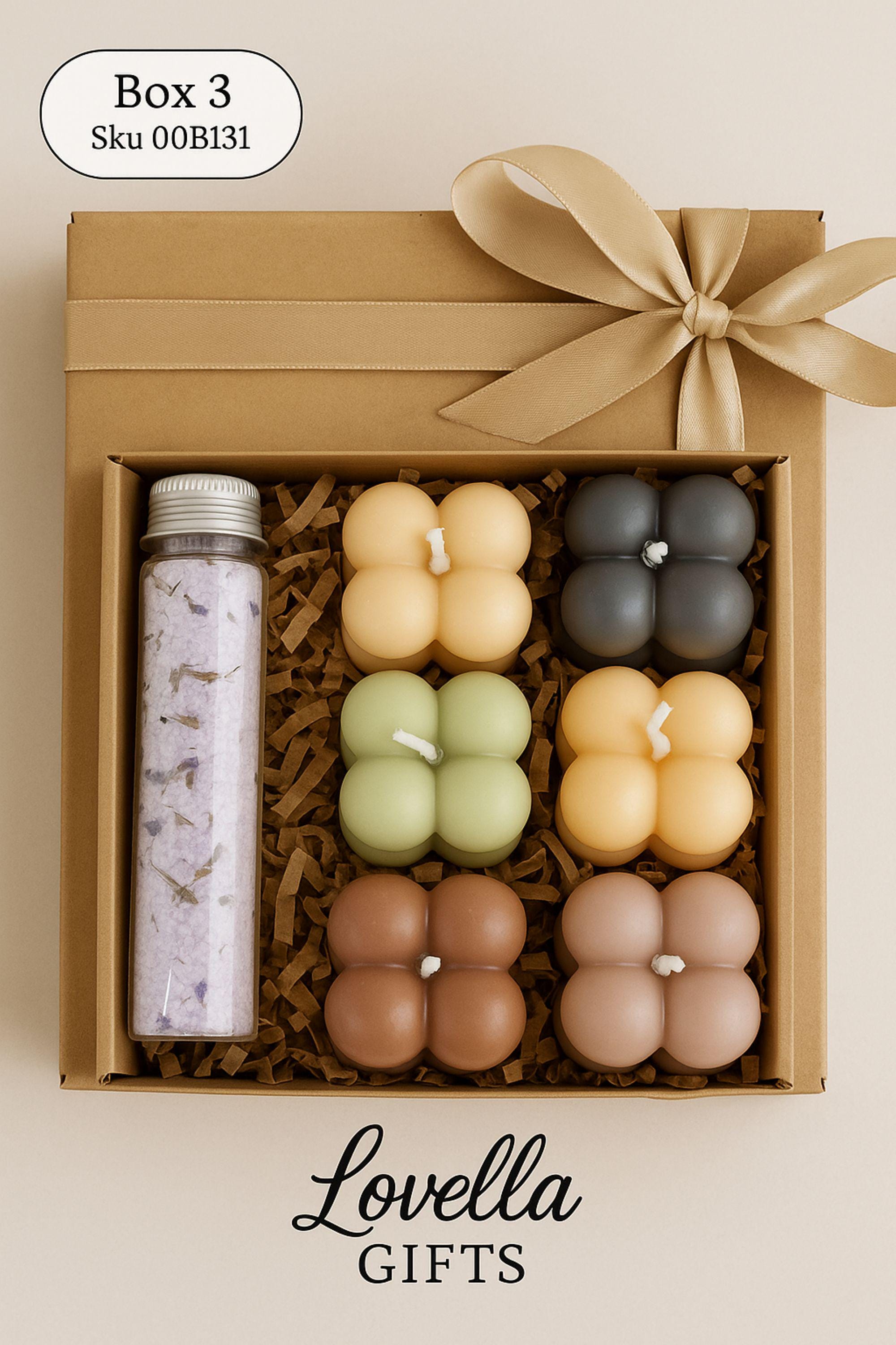 Bubble Candle Set with Bath Salts – Mini Spa Gift Box, Birthday Gift for Her, Thank You Present