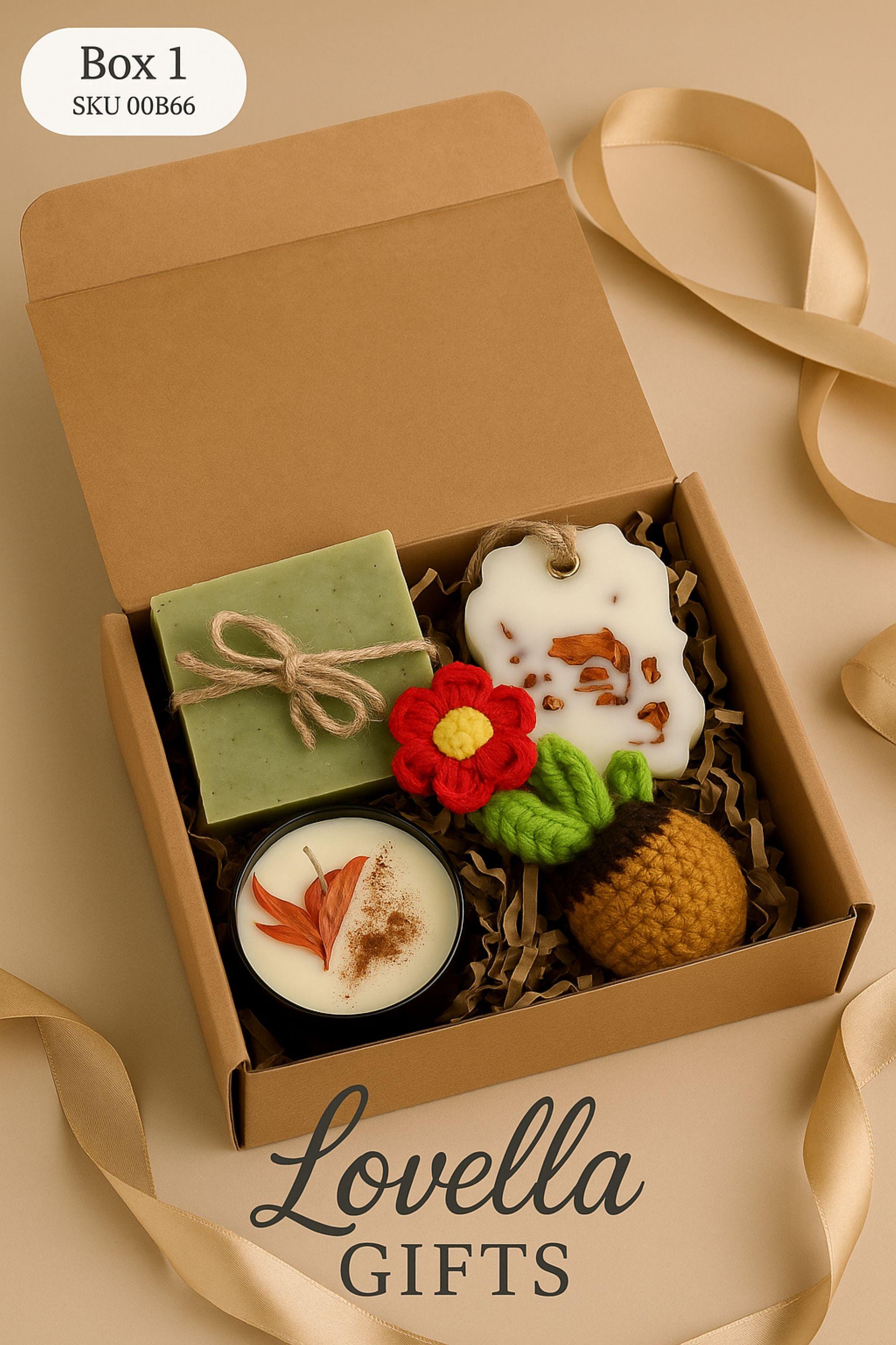 Cozy care package gift box with soft blanket and handmade spa essentials arranged in neutral kraft box. Self care spa basket for women featuring comfort items designed for relaxation and stress relief. Thoughtful comfort gift for her perfect for birthday, get well soon, thinking of you, or recovery support. Beautifully arranged cozy blanket gift box ready to send as a warm and meaningful present.