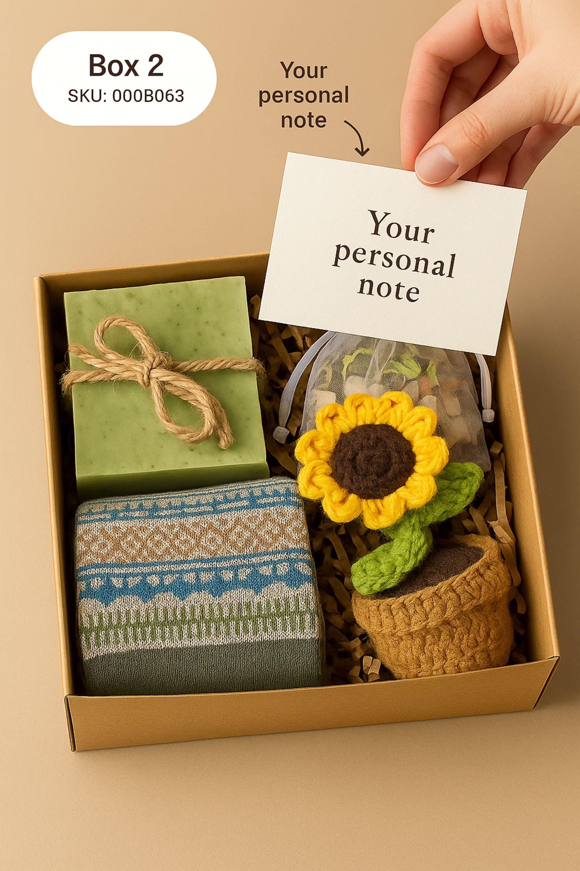 Cozy care package gift box with soft blanket and handmade spa essentials arranged in neutral kraft box. Self care spa basket for women featuring comfort items designed for relaxation and stress relief. Thoughtful comfort gift for her perfect for birthday, get well soon, thinking of you, or recovery support. Beautifully arranged cozy blanket gift box ready to send as a warm and meaningful present.