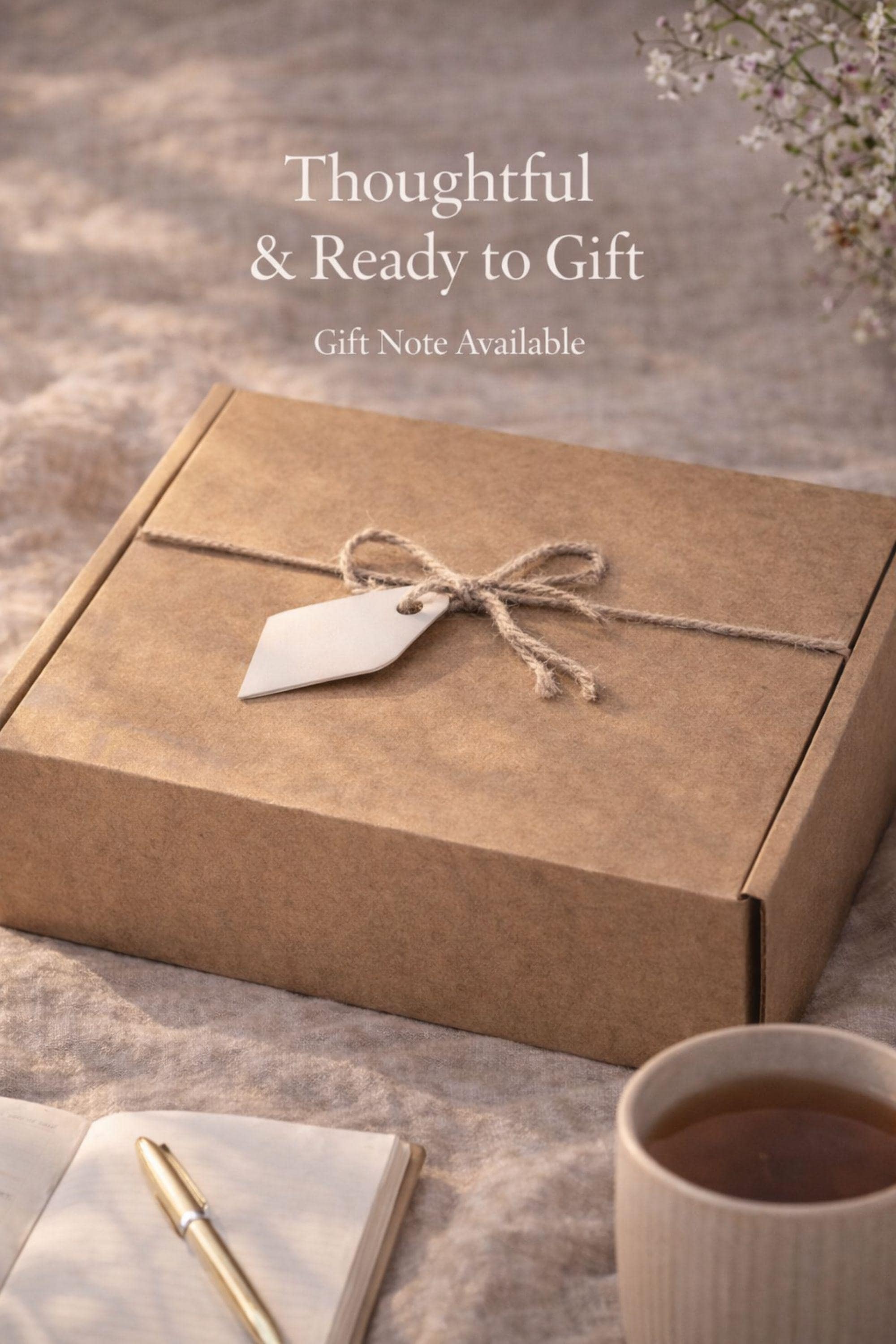 Self Love Reset gift box for women displayed on warm neutral linen background with soft window light, featuring yellow knit blanket, handmade natural soap, pastel bubble candles, citrus wax tablet with dried orange slices, ceramic mug and wooden soap dish. Emotional healing care package for new beginnings, self care gift for her, breakup recovery support box, thoughtful reset present.