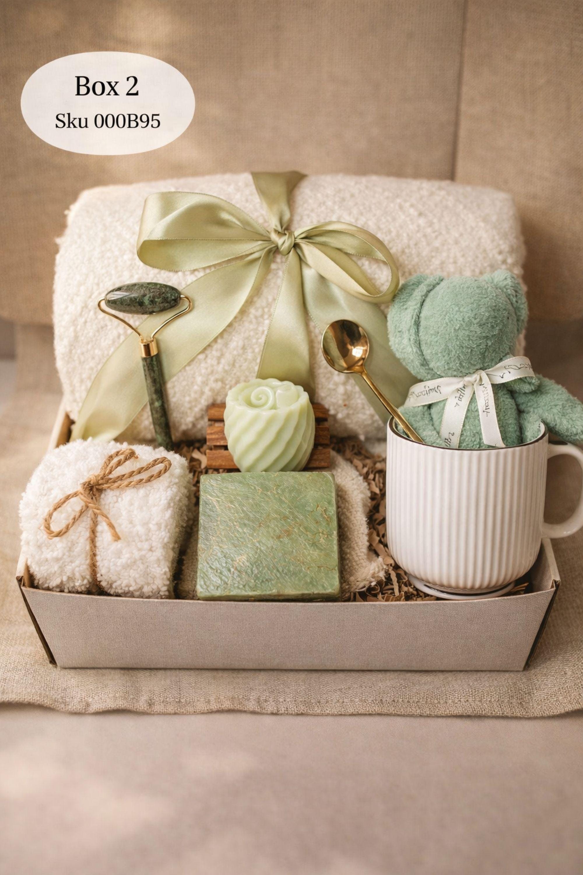 gift for mom from daughter cozy care package gift box with blanket candle soap mug teddy bear handmade crochet flower relaxation spa gift set mothers day gift for mom thoughtful present self care box for women comfort gift basket soft neutral aesthetic ready to gift appreciation gift for mother pamper gift box cozy gift set for her