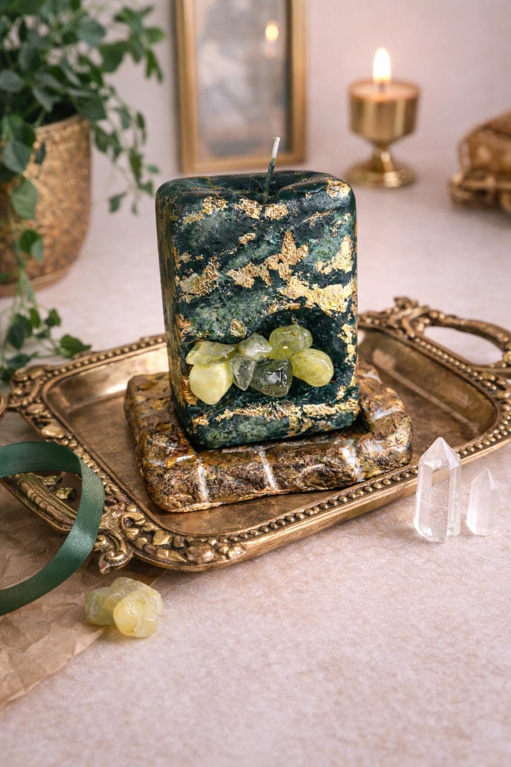 candle gift styled in cozy home setting aesthetic present idea