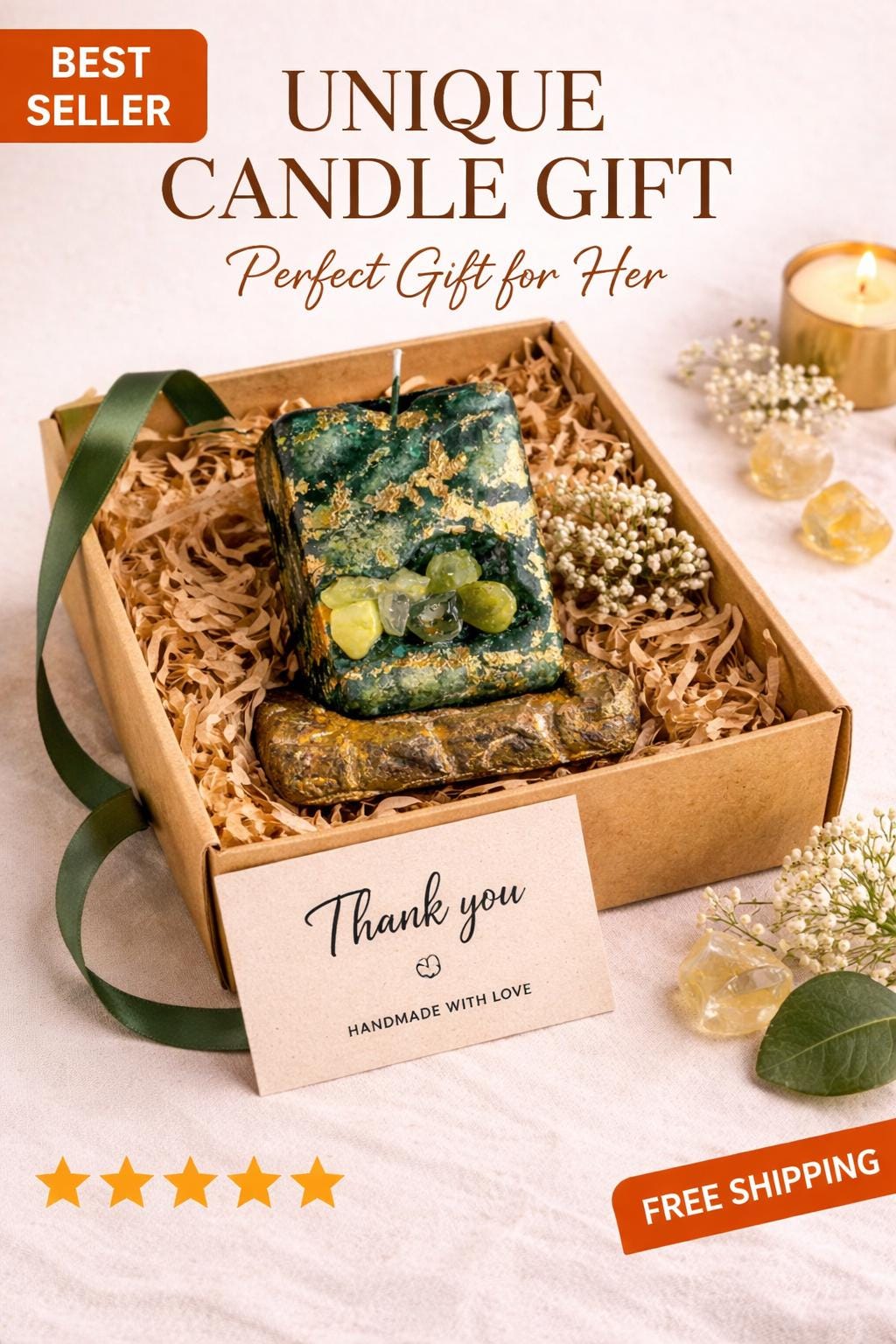 gift candle in box handmade decorative candle gift for her aesthetic present ready to gift