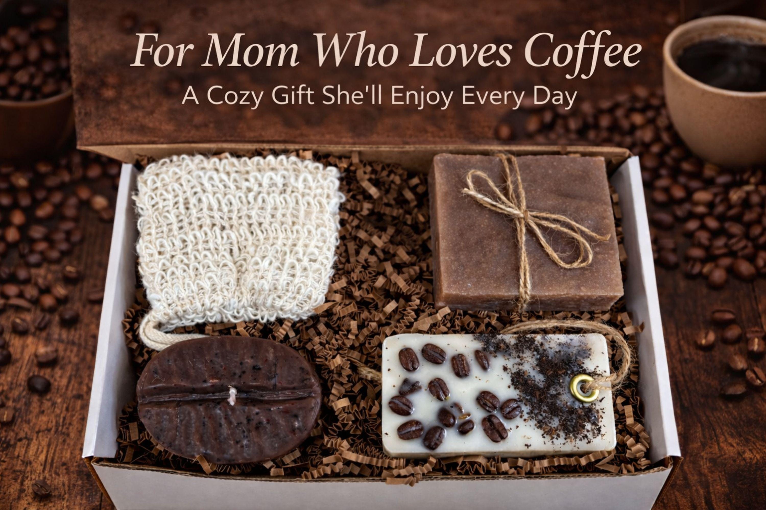 mothers day coffee lover gift box for mom cozy care package with coffee bean candle coffee wax sachet handmade soap soap bag coffee themed self care gift for women relaxation spa gift set thoughtful gift for mom who loves coffee unique coffee gift box ready to gift cozy aesthetic pamper gift for her coffee lover present
