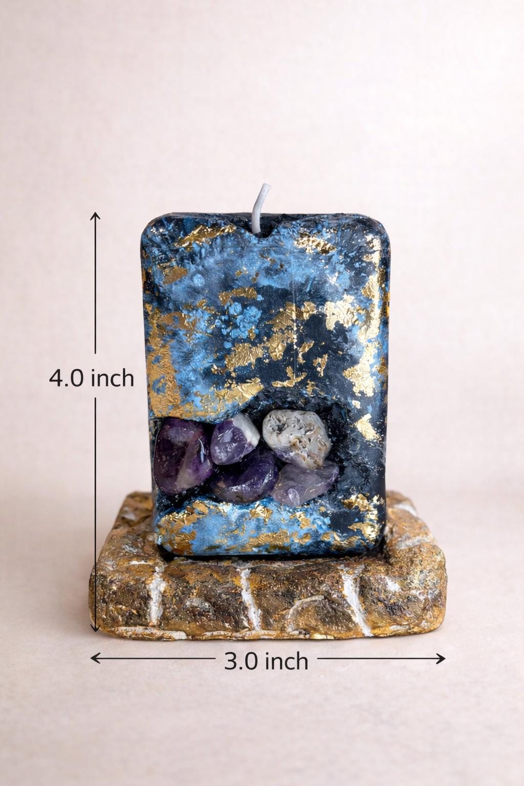 crystal candle dimensions amethyst candle 4x3 inch luxury handmade gemstone candle gift for her size reference