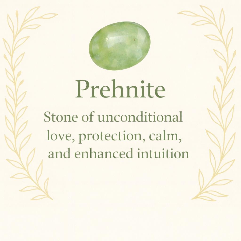 green crystal candle with prehnite stones and gold leaf luxury handmade spiritual decor