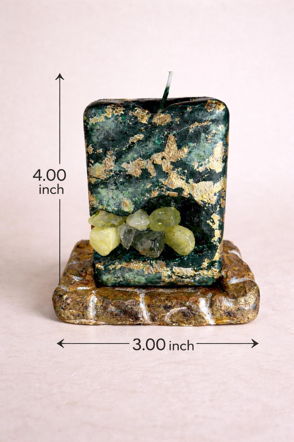 green decorative candle size 4 inch height 3 inch width home decor accent