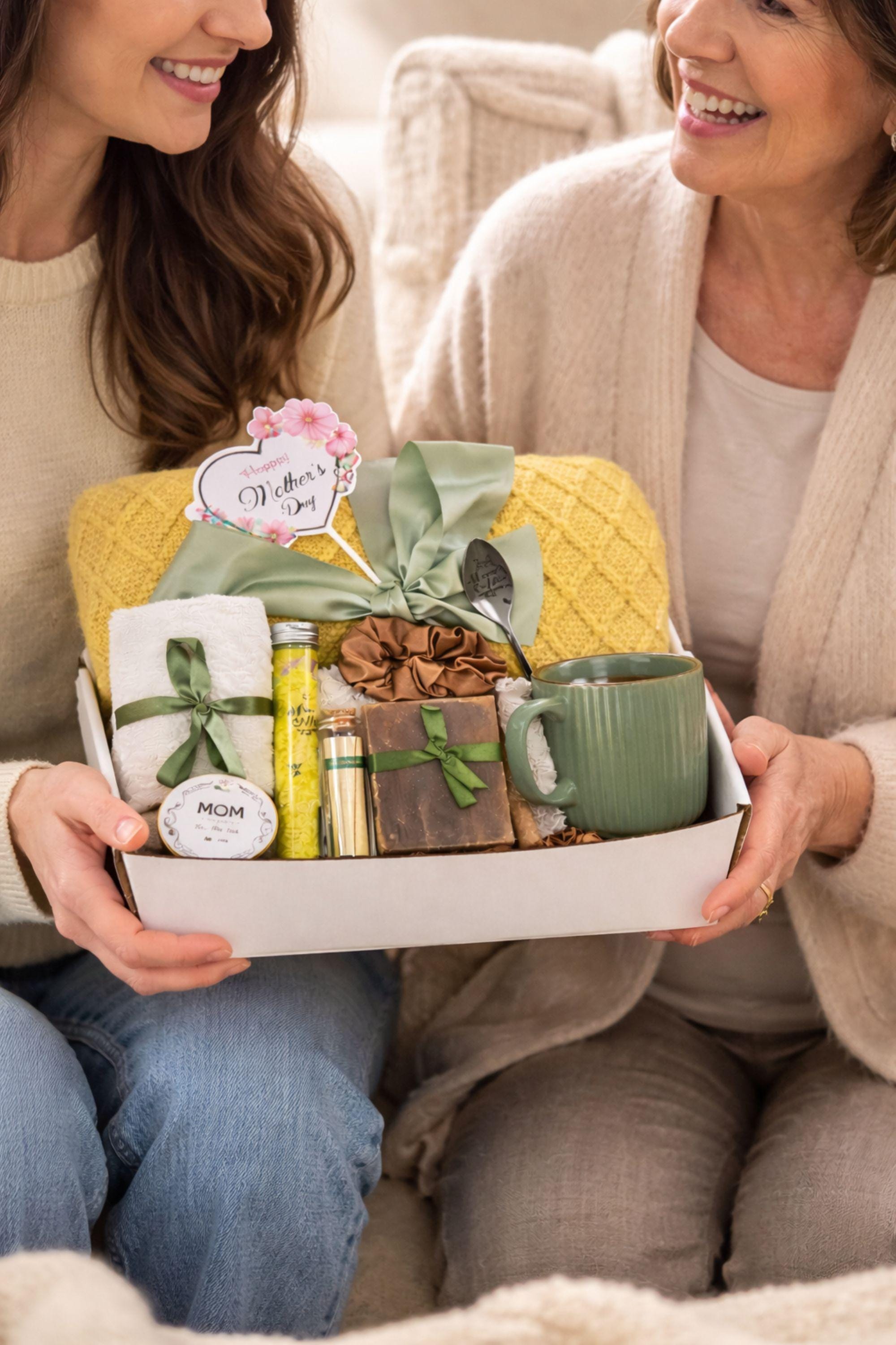 mothers pamper box gift for mum gift for nan gift for grandma gift for mother in law self care gift box cozy gift set with blanket mug engraved spoon socks bath salt handmade soap useful gift for mom everyday use gift for her relaxing care package for women ready to gift mothers day gift box thoughtful comfort gift