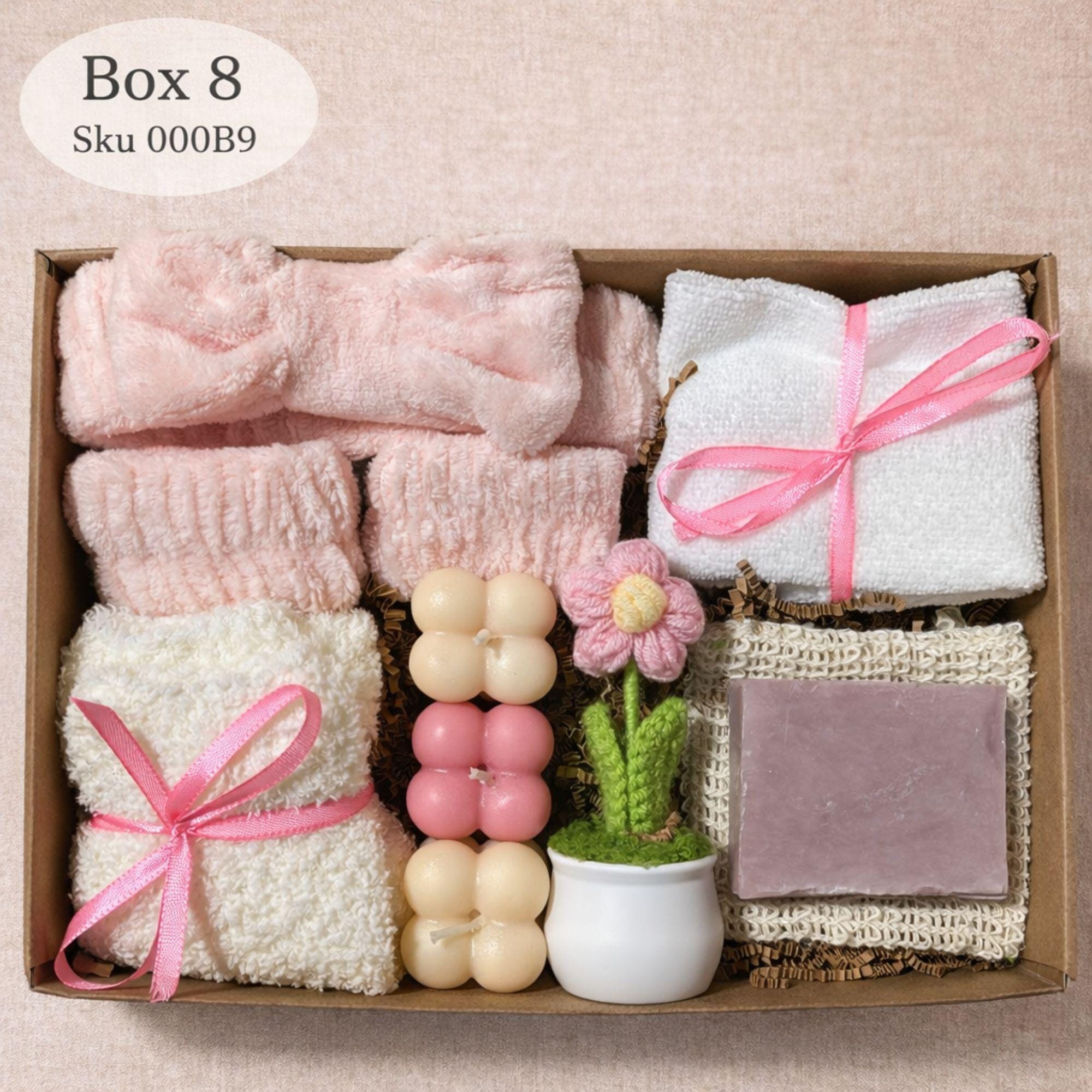 birthday gift box for her self care package cozy spa gift basket relaxation gift with knit blanket ceramic mug gold spoon artisan soap cozy socks handmade flower thoughtful birthday present for women comfort care package ready to gift