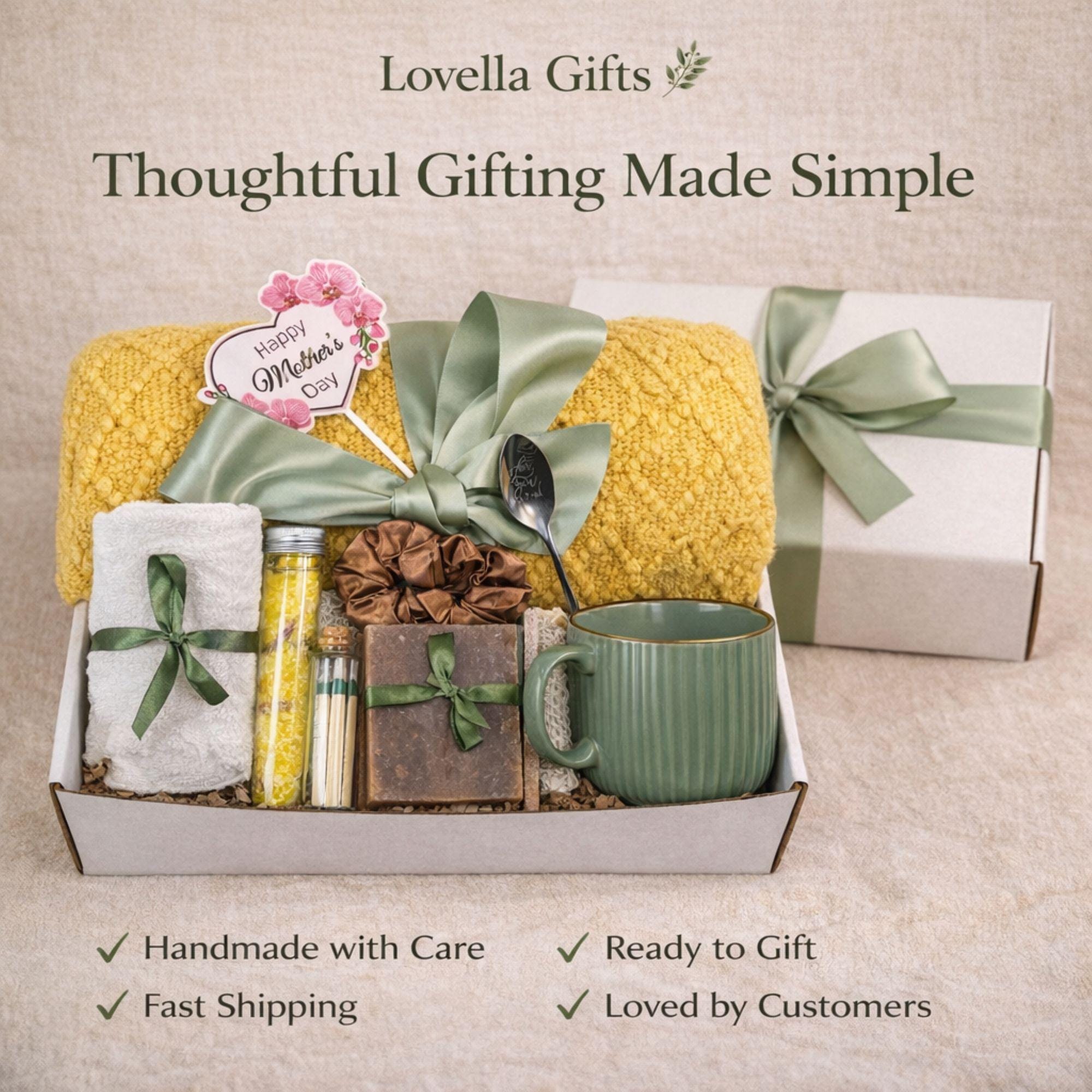Cozy gift box for women self care package with blanket mug handmade soap bath salts relaxing spa gift set for her, birthday gift box, comfort care package, thoughtful gift for women, cozy relaxation gift basket, ready to gift spa box for stress relief and self care