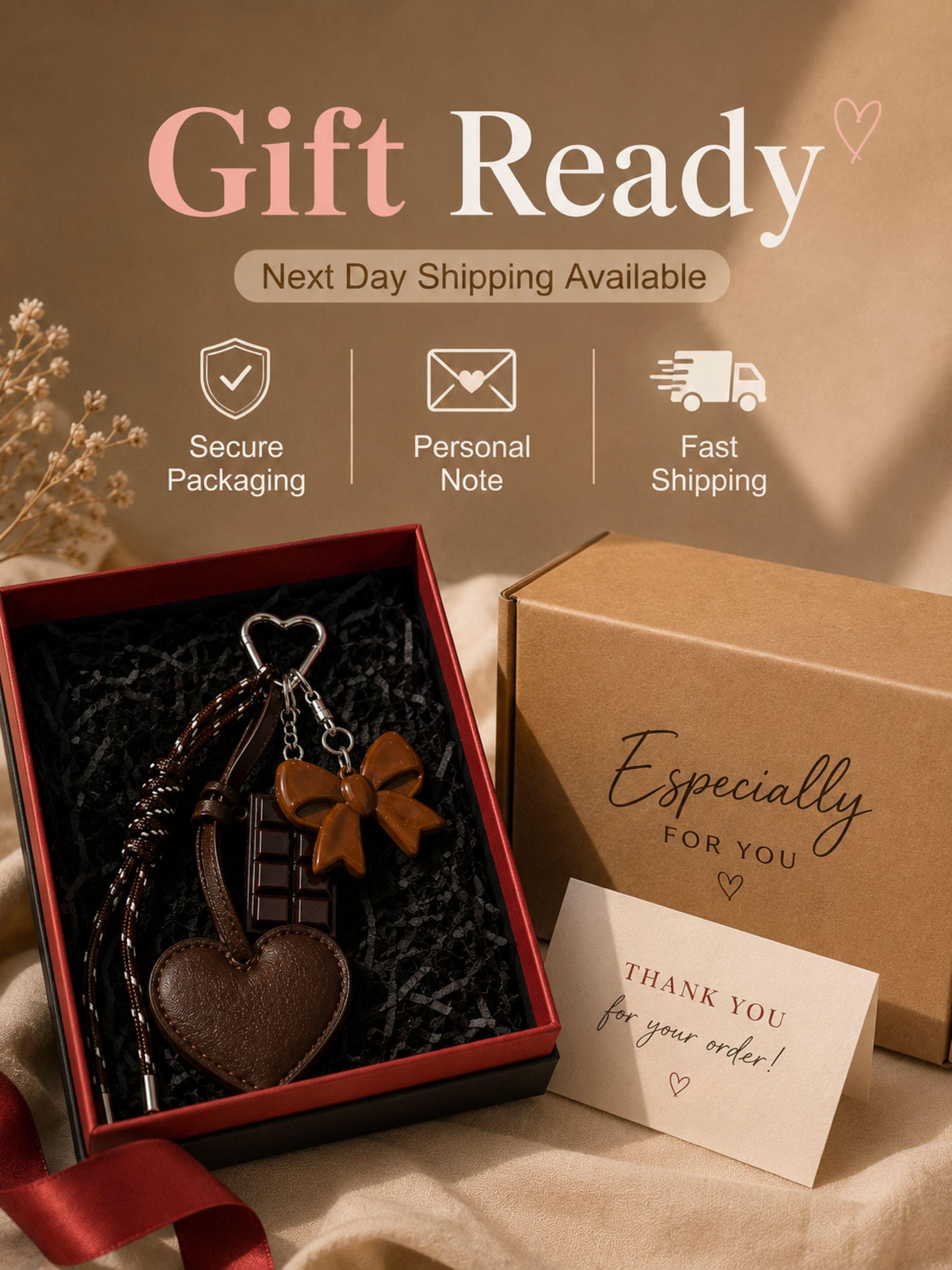 Dark chocolate heart bag charm with silver heart clip attached to luxury handbag, trendy coquette purse accessory with glossy bow charm and chocolate detail, aesthetic Y2K handbag charm, brown bag keychain gift for women, Pinterest style purse accessory, neutral aesthetic fashion charm, cute layered handbag accessory with leather heart detail