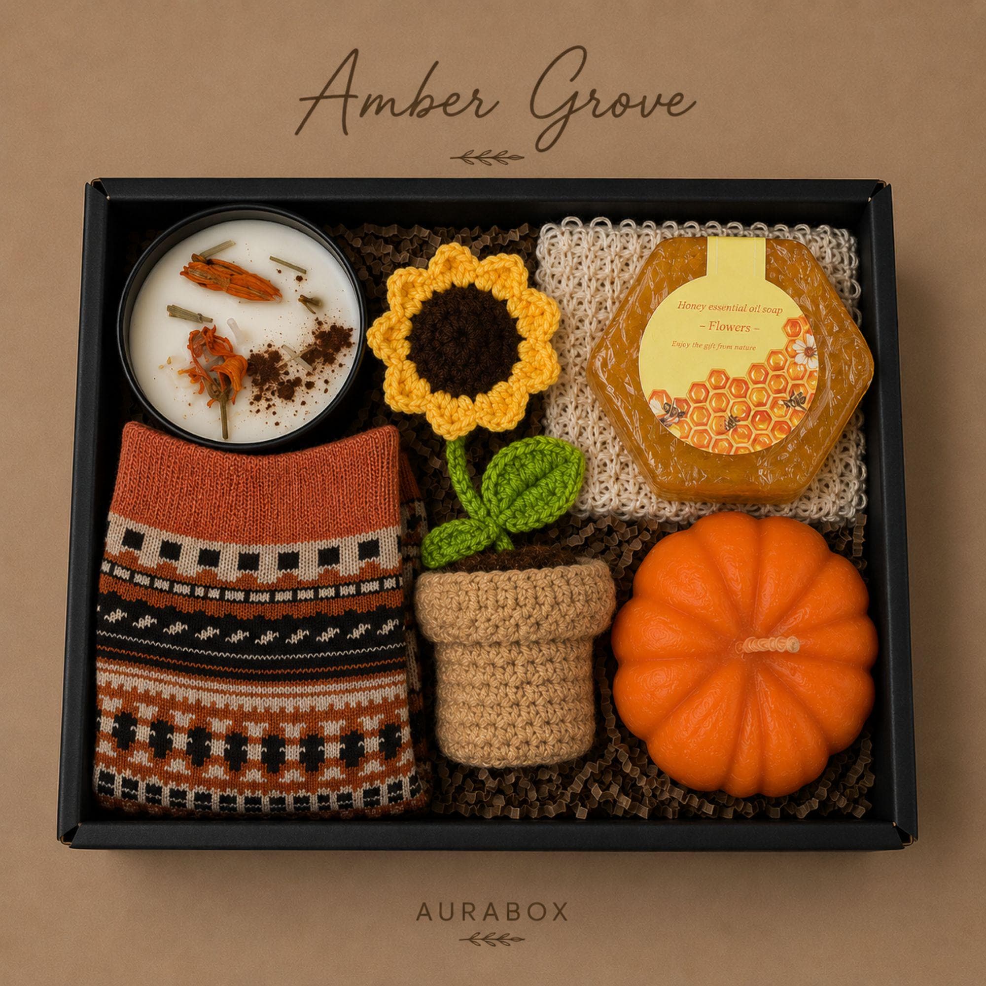 Thanksgiving Gift Box for Women, Fall Spa Gift Basket, Cozy Autumn Self Care Package, Pumpkin Candle Hostess Gift Set