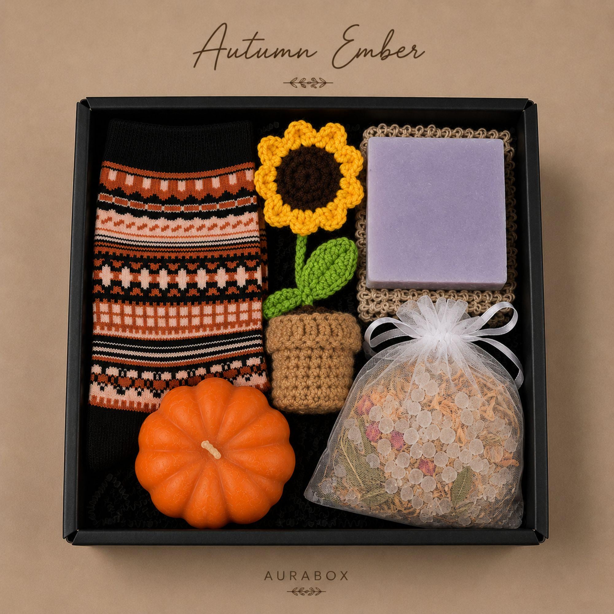 Thanksgiving Gift Box for Women, Fall Spa Gift Basket, Cozy Autumn Self Care Package, Pumpkin Candle Hostess Gift Set