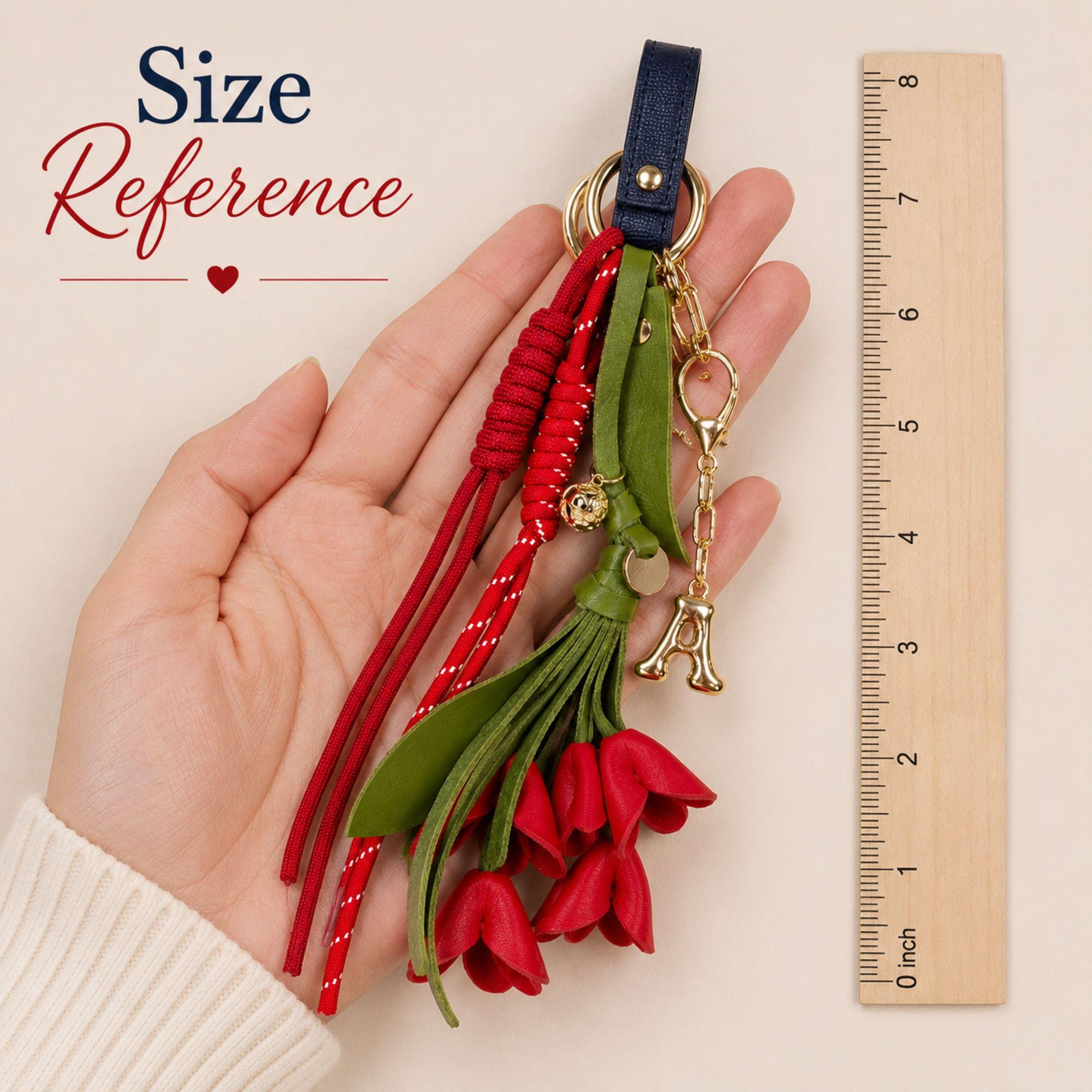 red tulip bag charm, floral purse charm, personalized initial keychain, handbag accessory for women, red flower keychain, tulip handbag charm, tote bag accessory, backpack charm, custom initial charm, gift for mom, gift for sister, gift for friend, floral bag decoration, boutique handbag accessory, red tulip keychain, personalized purse charm, cute bag charm, fashionable handbag accessory, women's bag charm, floral gift for her