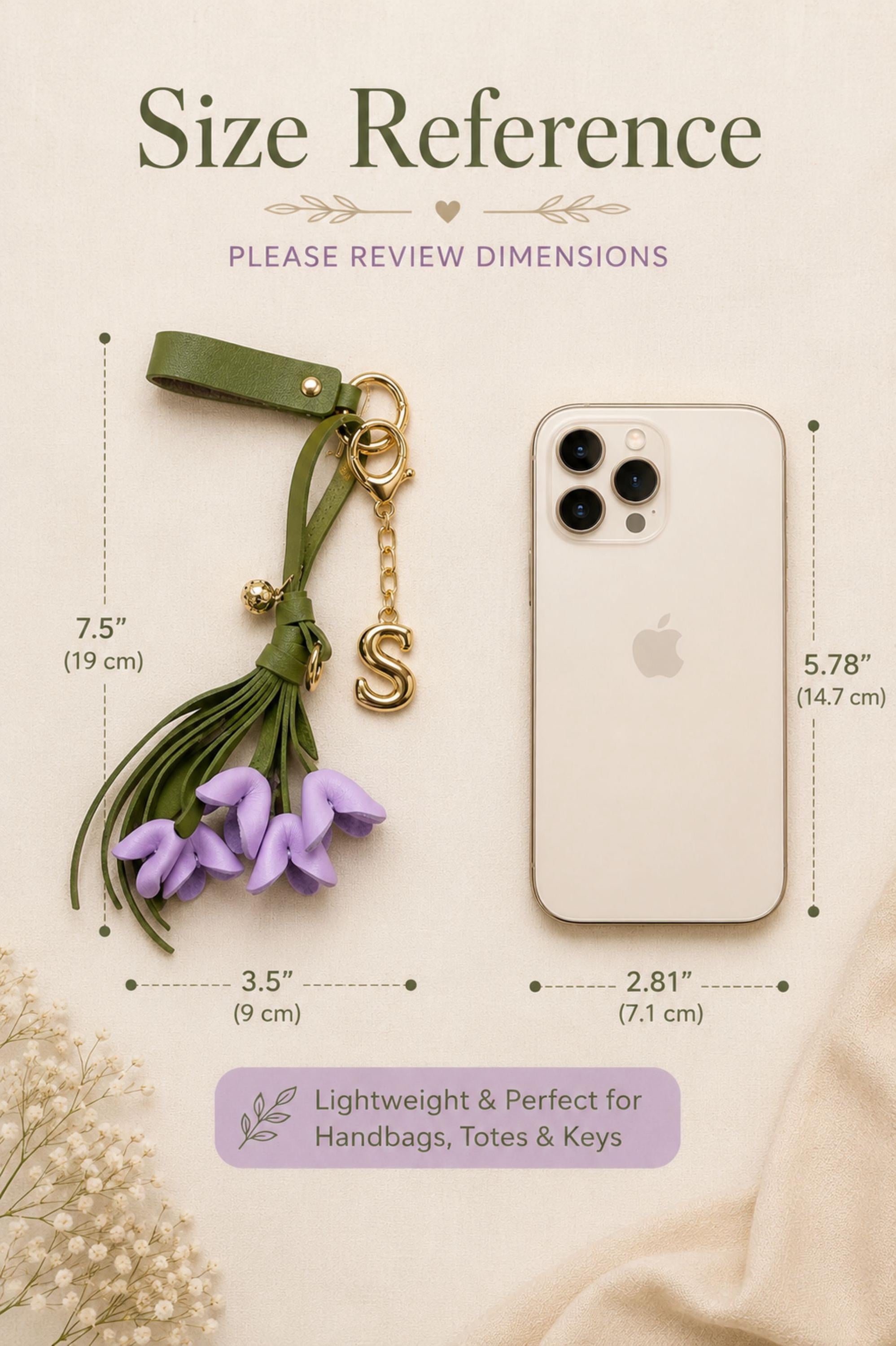 personalized floral bag charm with initial letter, lilac flower keychain, handmade purse charm, handbag accessory for women, custom initial charm, sage green tassel keychain, botanical purse accessory, personalized gift for mom, sister gift idea, bridesmaid gift, elegant handbag charm, flower purse decoration, custom keychain for women, lilac floral bag accessory, boutique handmade keychain