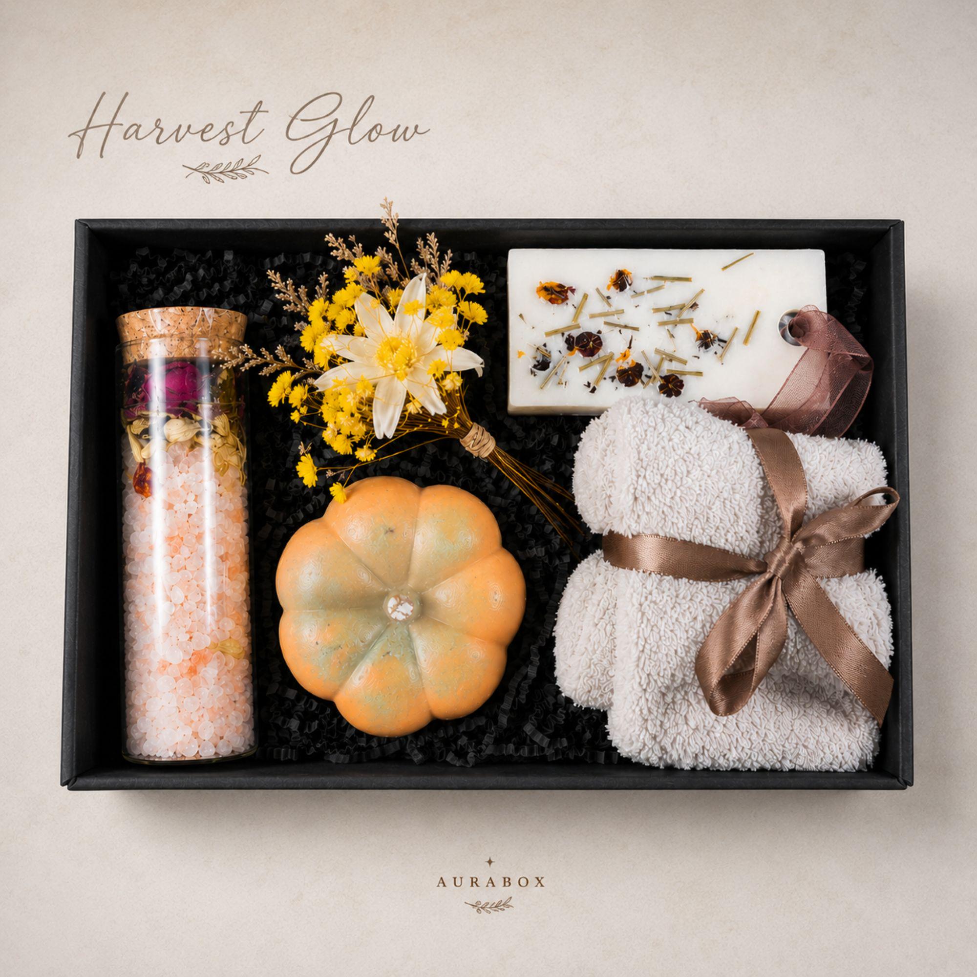 Thanksgiving Gift Box for Women, Fall Spa Gift Basket, Cozy Autumn Self Care Package, Pumpkin Candle Hostess Gift Set